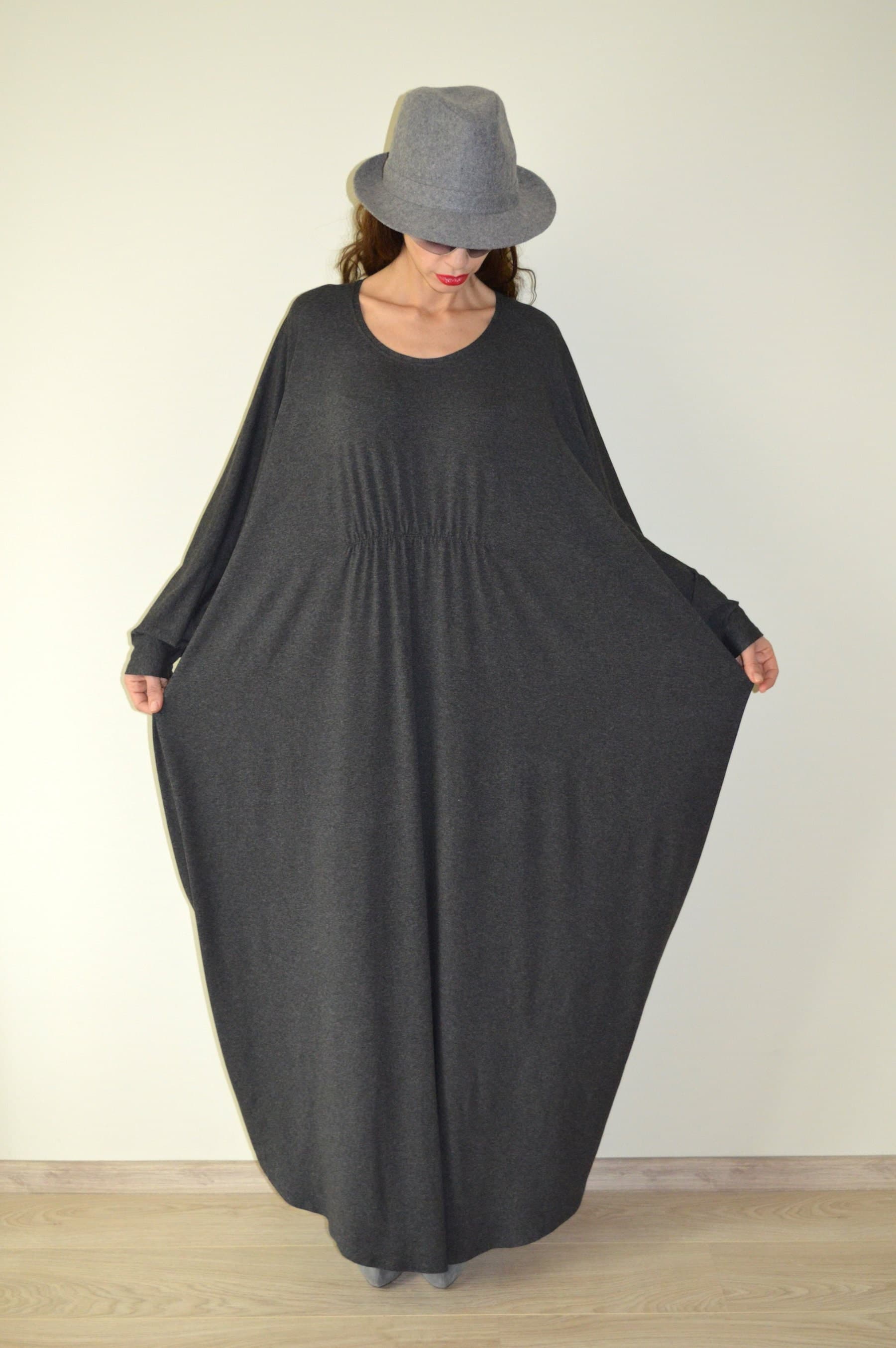 Kaftan, Abaya Dress, Grey Maxi Dress, Elegant Caftan, Plus Size Dress, Long Dress, Casual Oversized Dress - image 3