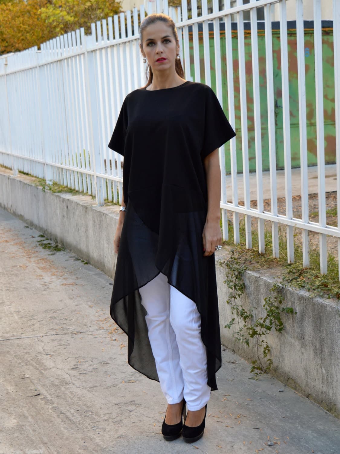 Black Loose Oversized Top,Plus Size Tunic, Asymmetric Top, Maternity Tunic, Loose Fitted Tunic, One Size Elegant Top, Oversized Clothing - image 4