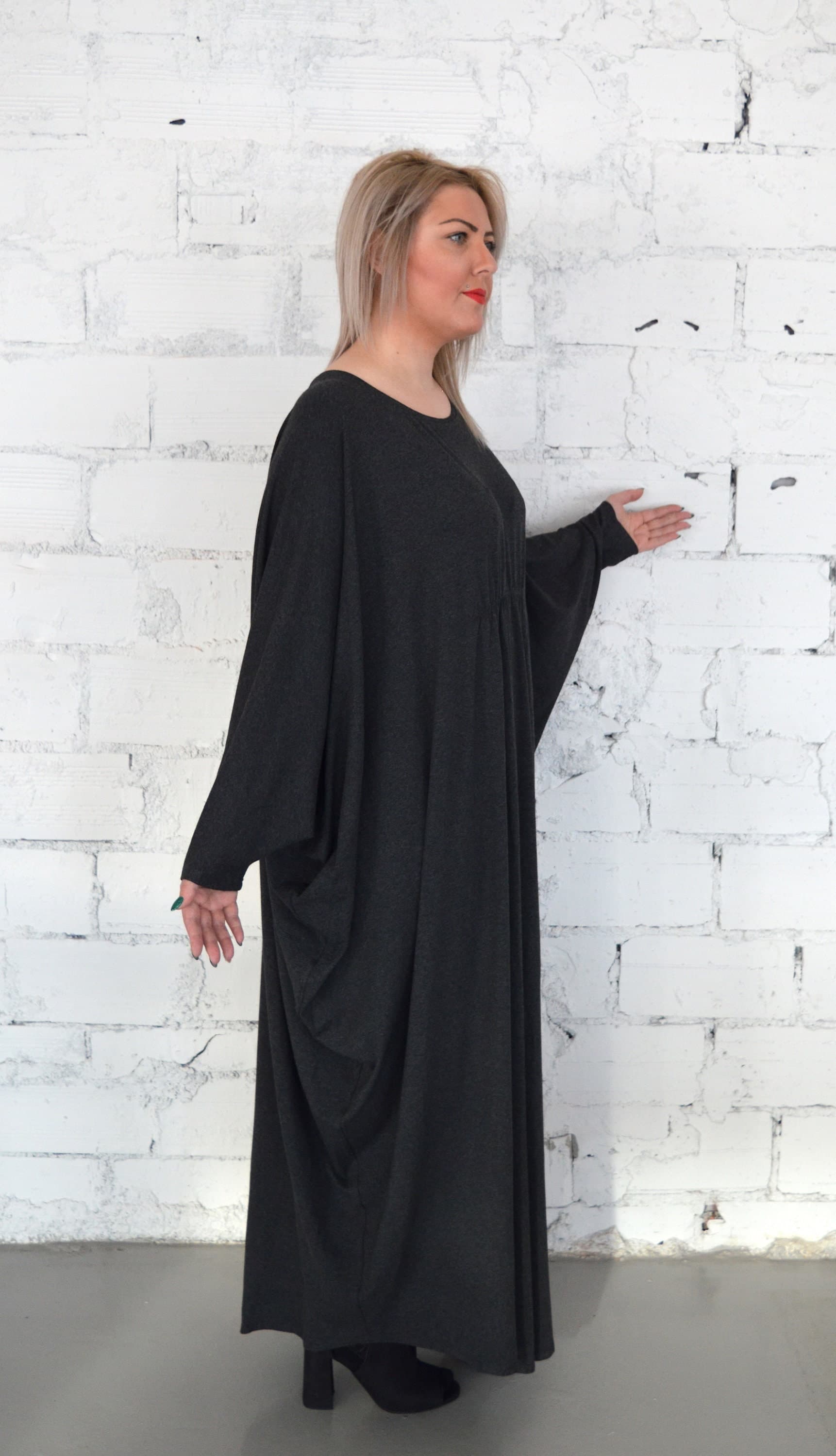 Elegant Caftan, Grey Kaftan, Abaya Dress, Maxi Dress, Plus Size Dress, Long Dress, Casual Oversized Dress - image 5