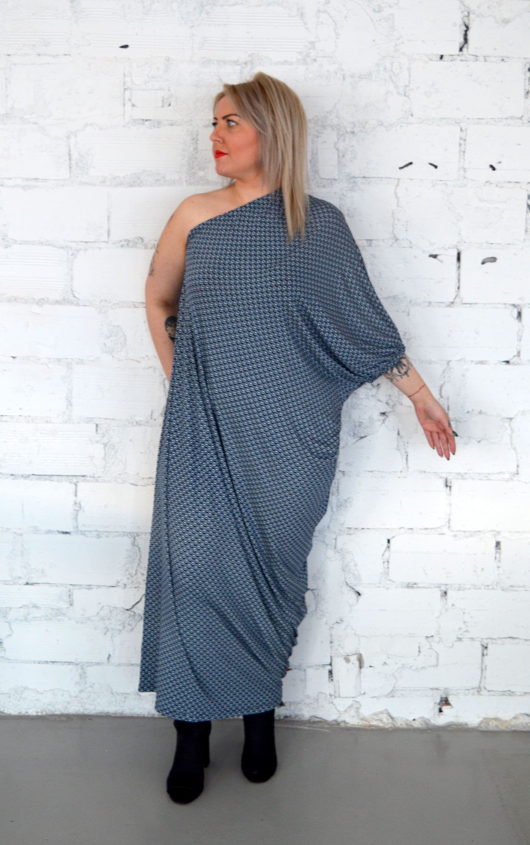 Women's Maxi Dress, Loose Dress, Abaya Dress,  Caftan Dress, One Size Dress, One Shoulder Dress - image 3