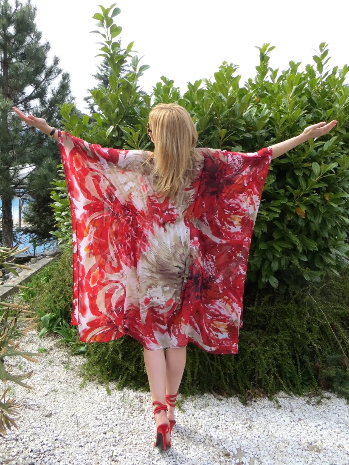 Loose Floral Print Tunic/ Oversize dress/ Casual dress/ Elegant dress/ Beach Cover up/ Maxi dress/ Spring Summer Collection by eMODNO - image 4