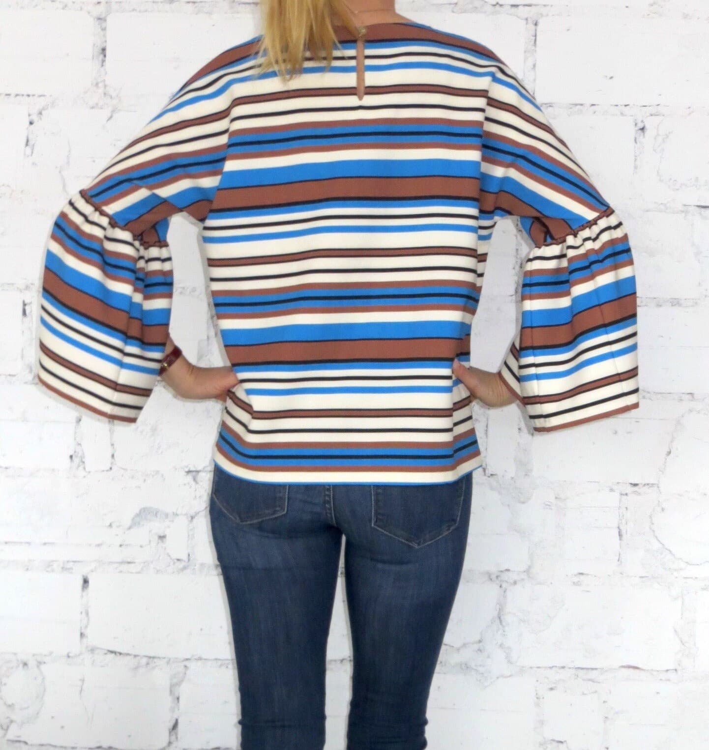 Women's Loose-Fitting Blouse-Ruffle Sleeve Top-Oversize Blouse-Casual Shirt-French Sleeves-Romantic Maxi Top - image 5