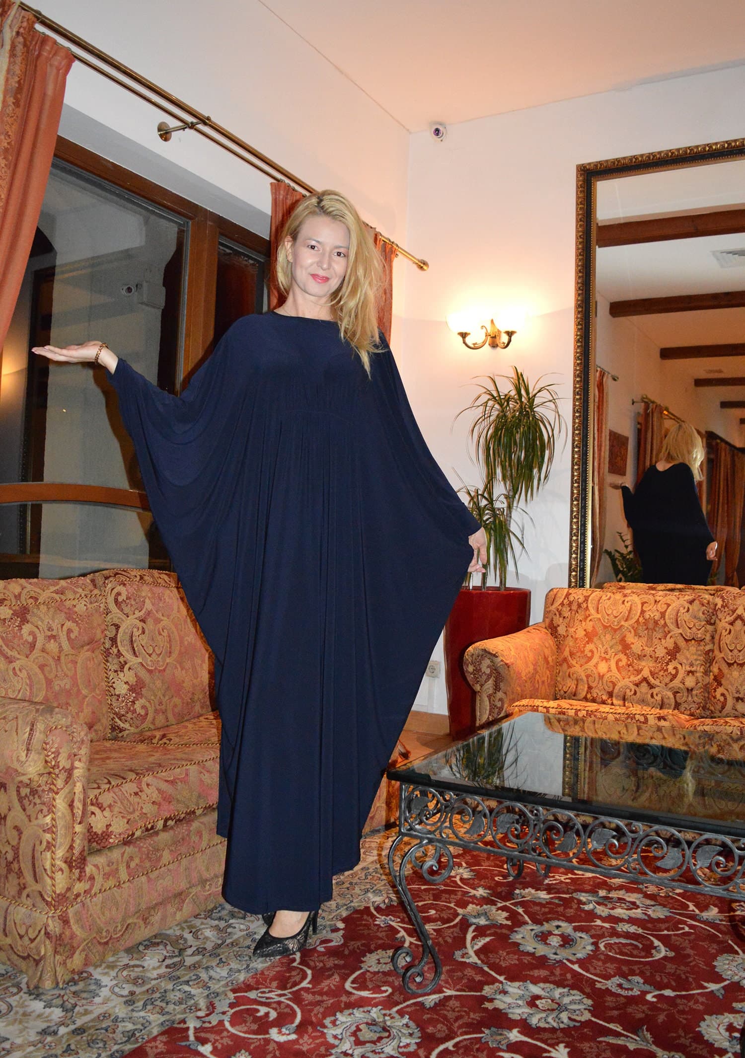 Caftan Maxi Dress, Dark Blue Kaftan, Long sleeve caftan, Blue maxi dress, Oversized Maxi Dress, Elegant Caftan