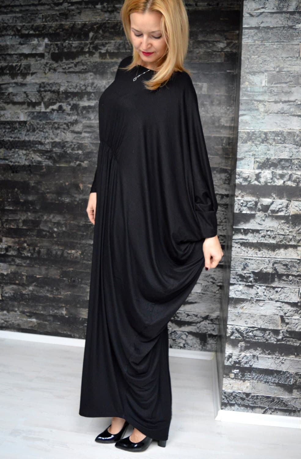 Black Caftan Dress, Maternity Kaftan, Loose Fitted Dress, Maxi Dress, Oversize Dress - image 4