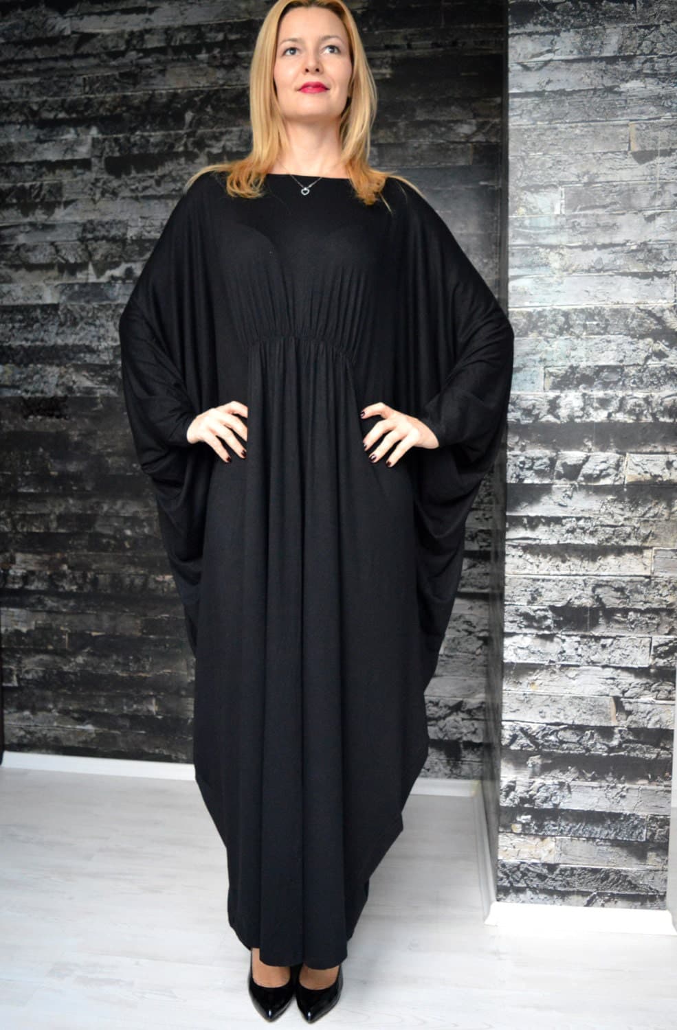 Black Caftan Dress, Maternity Kaftan, Loose Fitted Dress, Maxi Dress, Oversize Dress - image 3