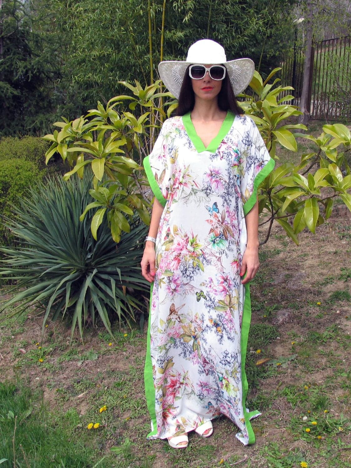 Summer Dress, Maxi Floral Dress, Caftan Dress, Oversize Floral Print Dress,Loose Fitted Caftan, Beach Dress - image 3