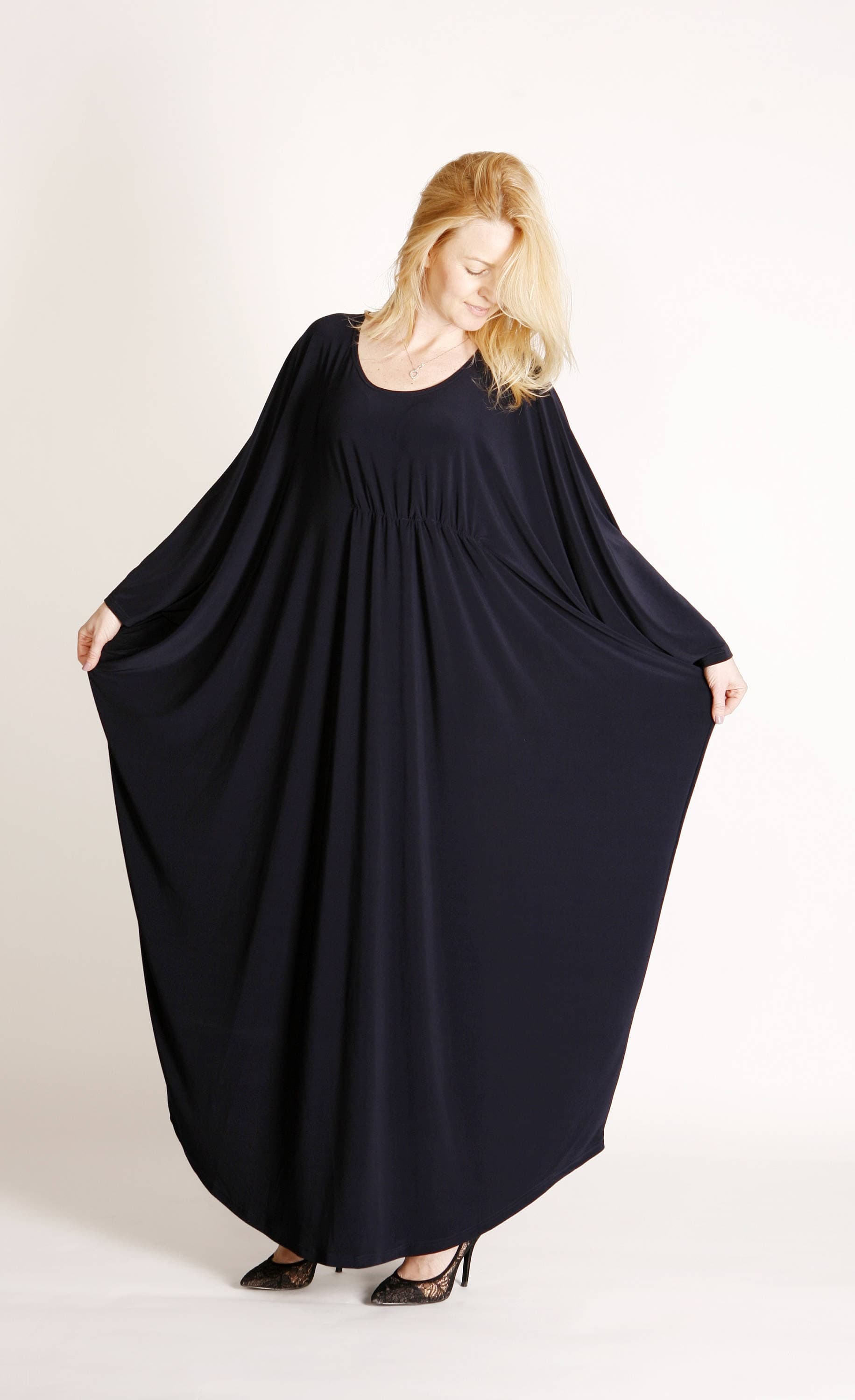 Caftan dress, Navy Blue Dress, Kaftan maxi dress, long sleeve caftan, Blue maxi dress, Oversized Maxi Dress - image 5