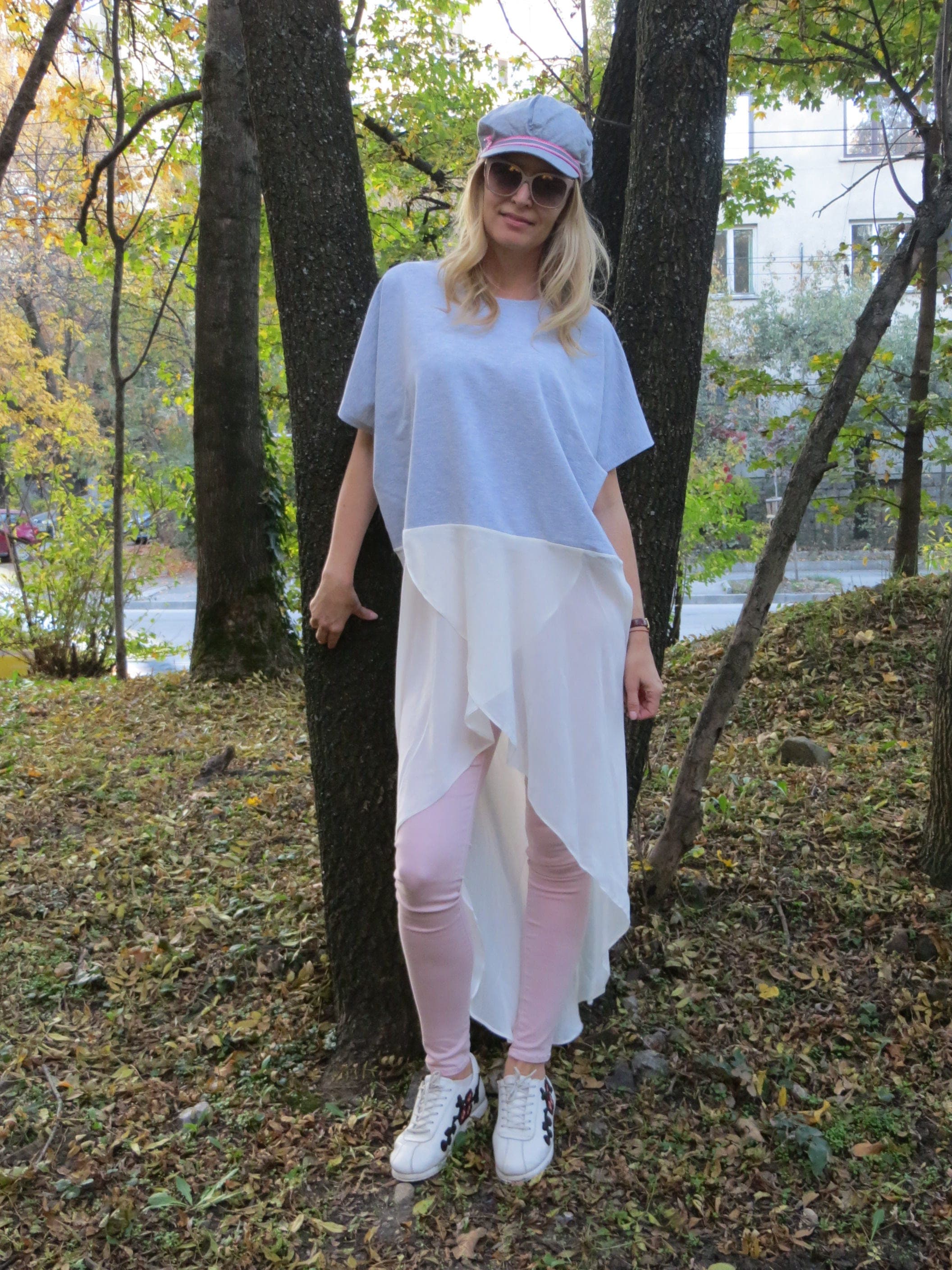 Oversized Gray Tunic, Elegant Maxi Tunic, Casual Plus Size Top, Maternity Wear, Loose Fitted Tunic, Asymmetric Chiffon Top - image 3