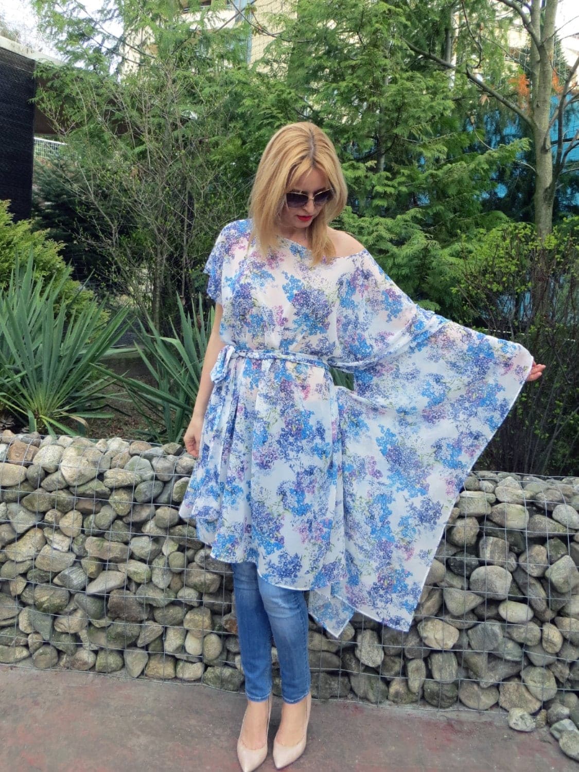 Plus Size Floral Dress/ Oversize tunic/ Elegant dress/ Everyday tunic/ Loose fitted maxi casual dress/ Maxi Top/ One Size Tunic/ Oversized