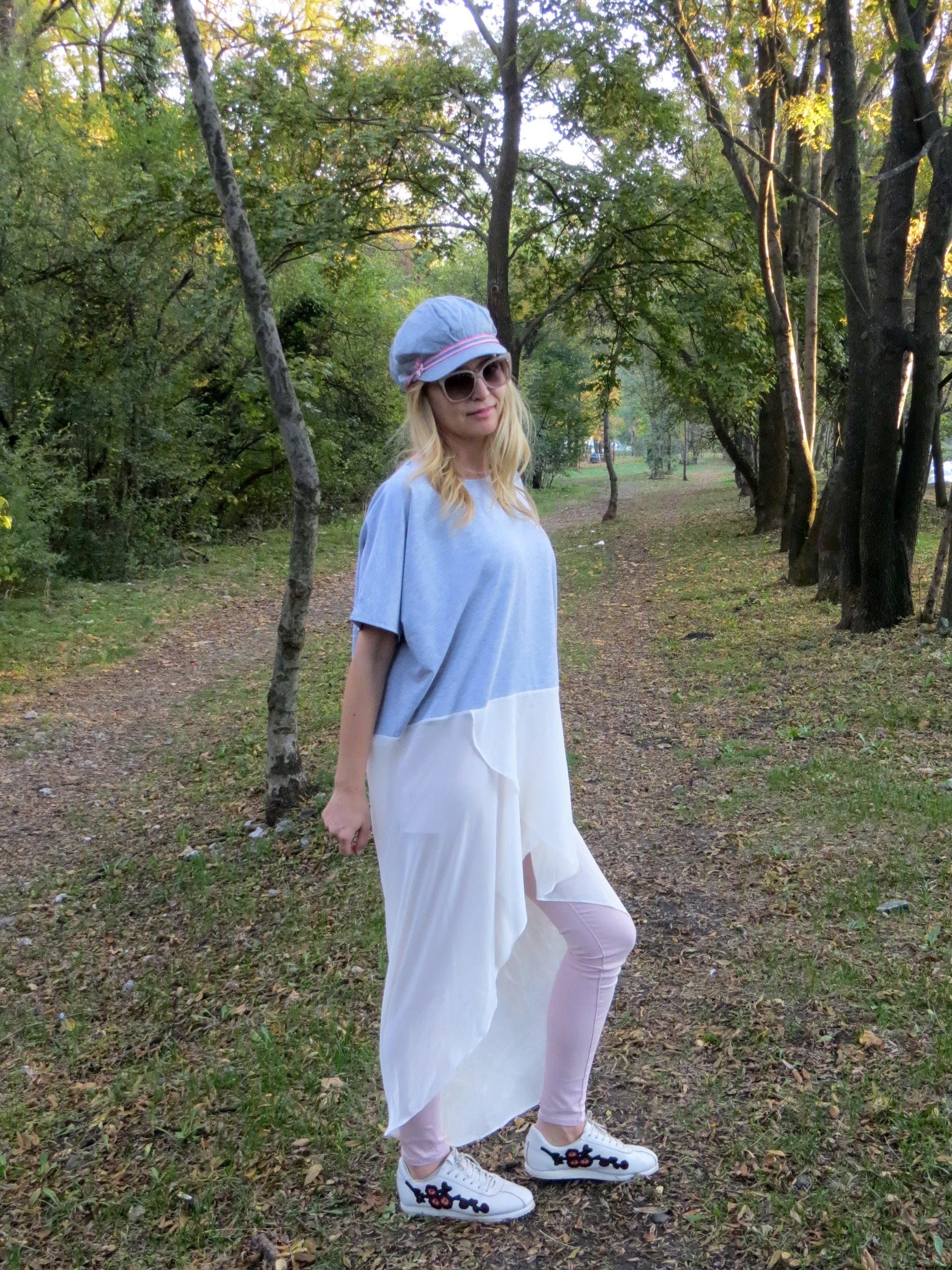 Oversized Gray Tunic, Elegant Maxi Tunic, Casual Plus Size Top, Maternity Wear, Loose Fitted Tunic, Asymmetric Chiffon Top