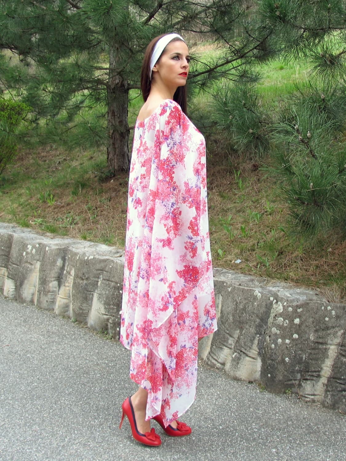 Loose Floral Print Dress/ Oversize Everyday dress/ Maxi Casual tunic/ Beach cover up/ Plus size dress - image 4