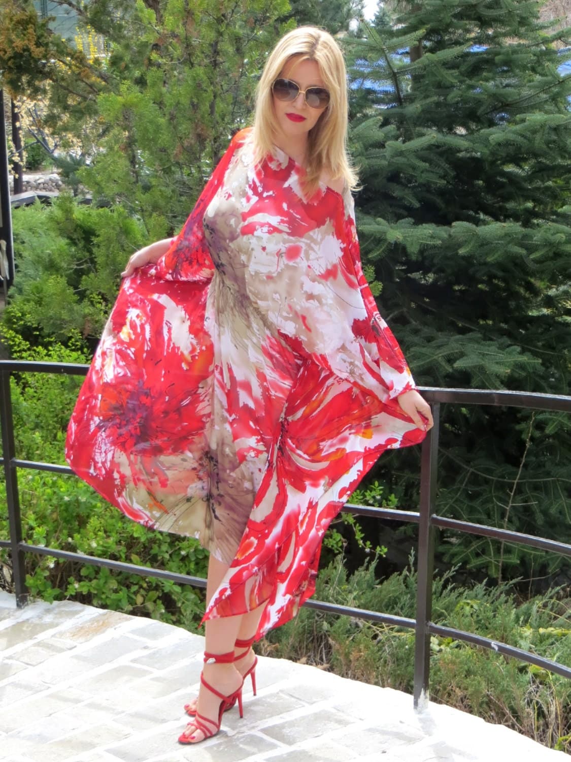 Loose Floral Print Tunic/ Oversize dress/ Casual dress/ Elegant dress/ Beach Cover up/ Maxi dress/ Spring Summer Collection by eMODNO - image 3