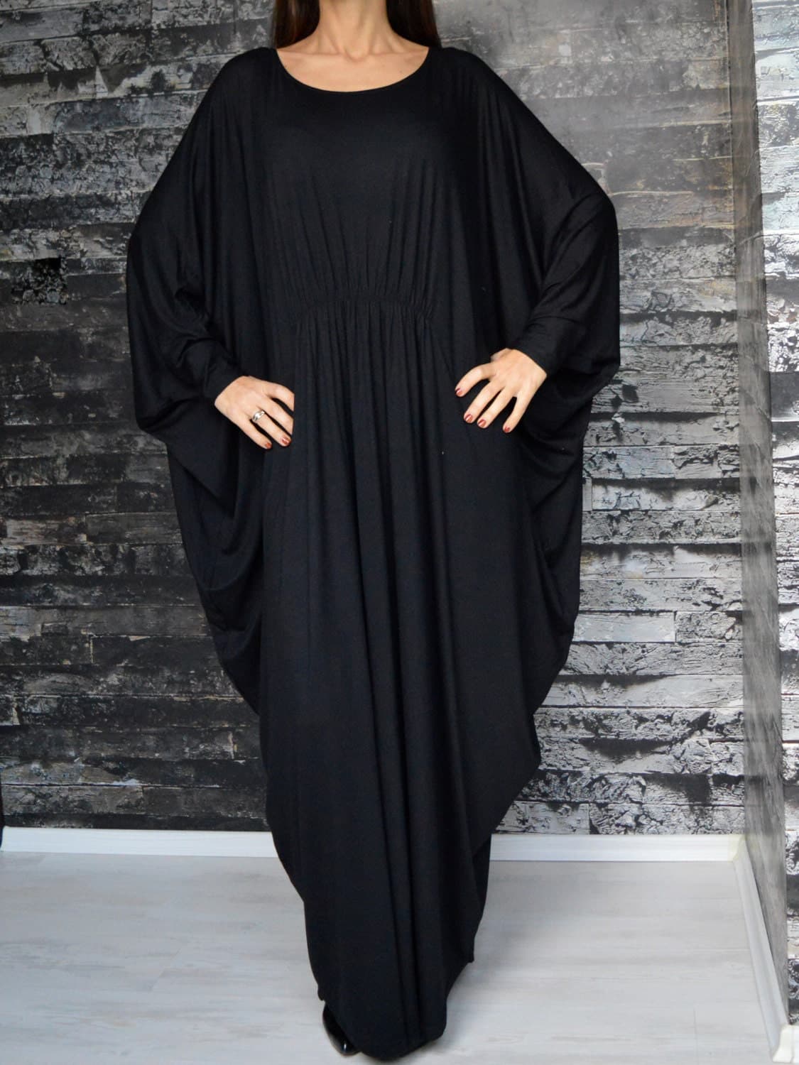 Women's Clothing-Caftan Dress - Black Oversize Caftan - Maternity Wear -Loose Fitted Kaftan- Plus Size Maxi Dress - image 3