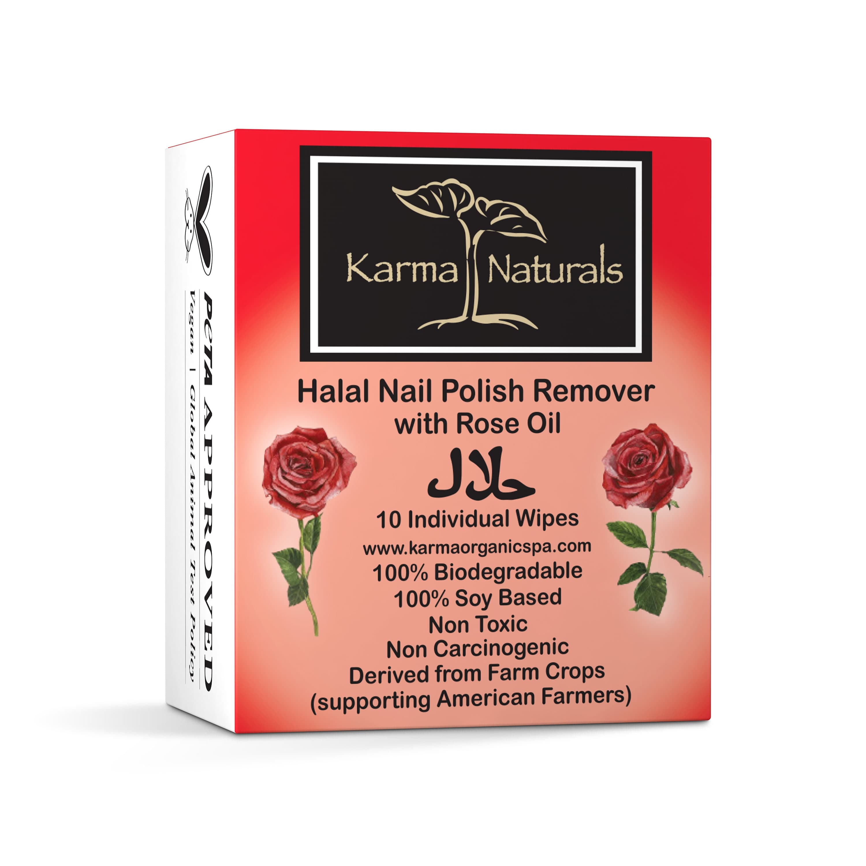 Karma Halal Nail Polish Remover Wipes with Rose Oil (Pack of 10)