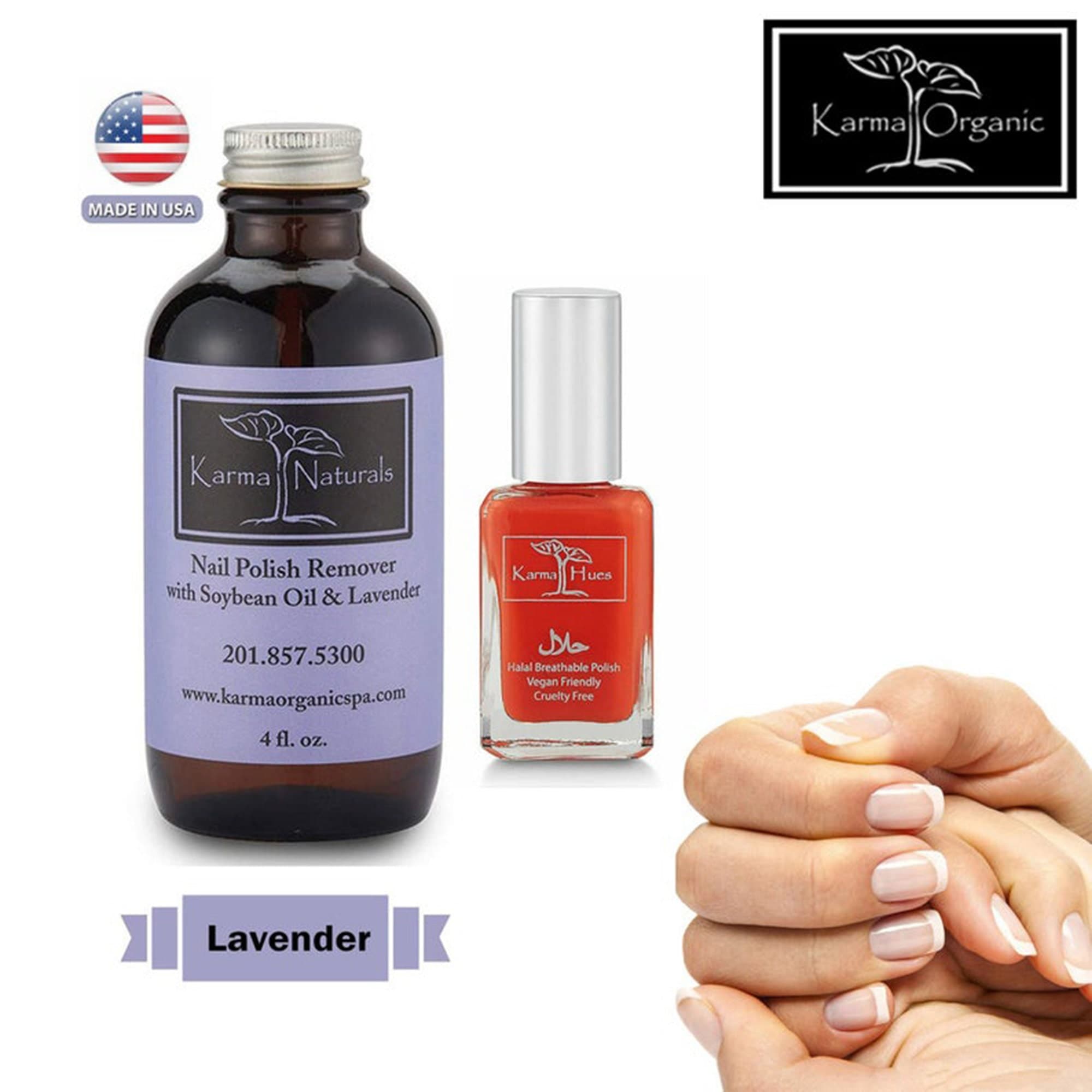 Karma Organic Natural Soybean Lavender Nail Polish Remover Non Toxic, Vegan, Cruelty, Acetone free Nails Strengthener for Fingernails 4flOz - image 3