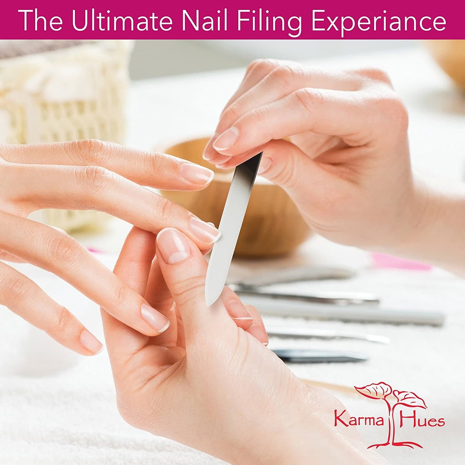 Karma Organic Double Sided Glass Nail Pedicure File Set of 2 with Velvet Pouches - image 3