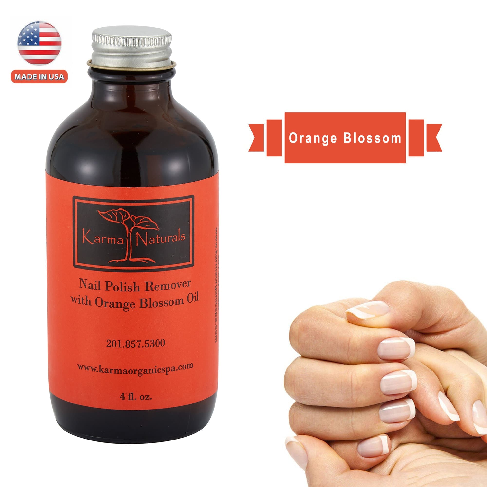Orange Blossom Nail Polish Remover – Non-Toxic, Vegan, Acetone-Free (4 fl. Oz.)