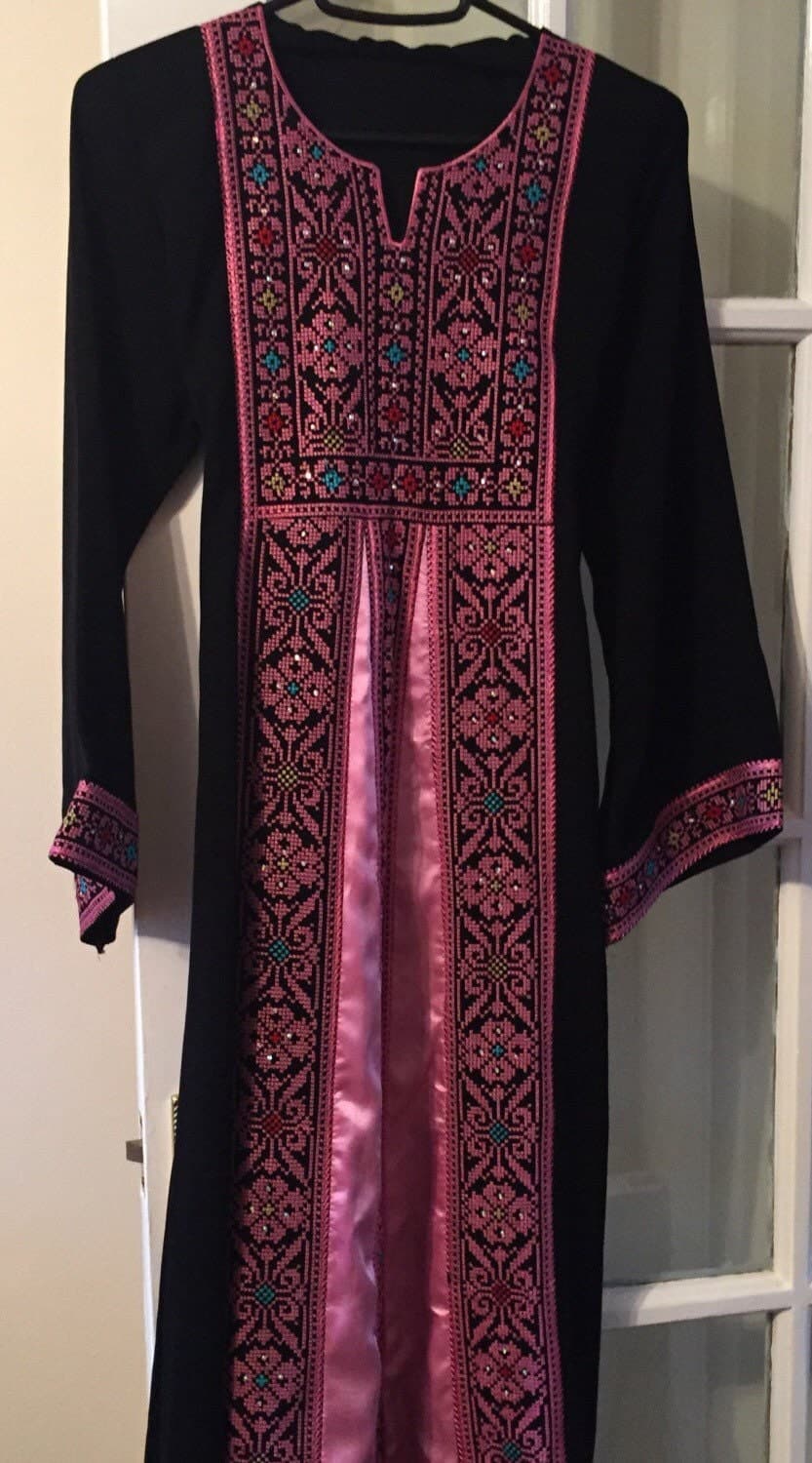 Girls Black dress with Pink embroidery - image 4