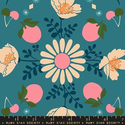 Juicy, Poppy Garden, 30s and Retro Fruit Floral, in Storytime Hour, Ruby Star Society, Moda Fabrics, sold by the 1/2 yard or the yard