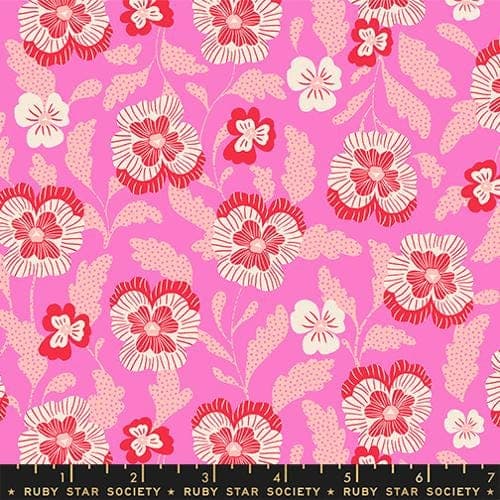 Hello Alice, Violets, in Lipstick, RS2126 12, Ruby Star, sold by the yard