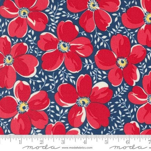 Time And Again, Viola Florals Feedsack, in Indigo, by  Linzee McCray, 23360 15, Moda, sold by the yard