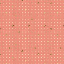 IN105-CO3UM Neko and Tori - Ohanadotto - Coral Unbleached Metallic Fabric-Sold by the half-yard cut continuous