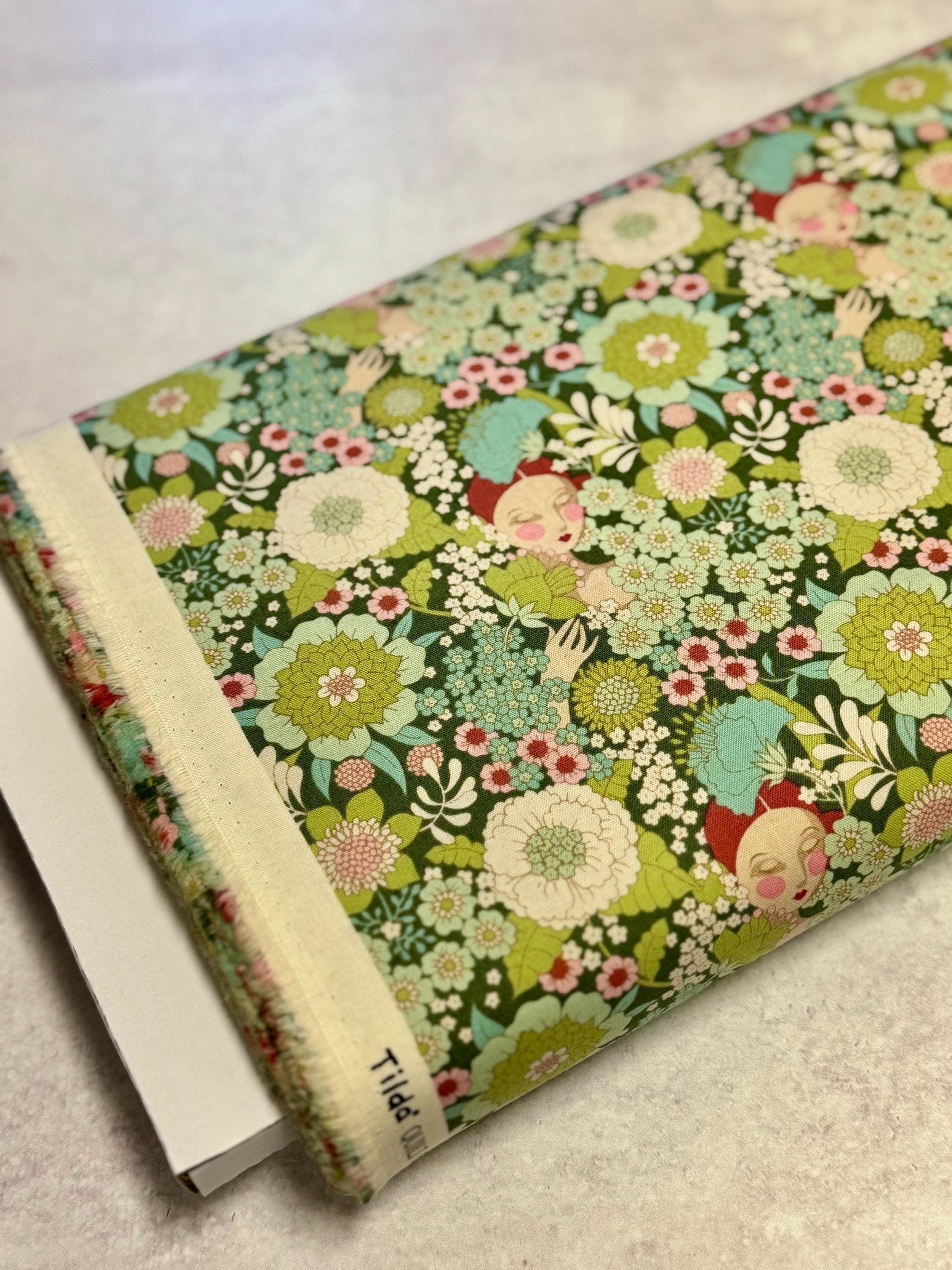 Wallflower, in Green, By Tone Finnanger, Tilda Fabric's, sold by the yard - image 3