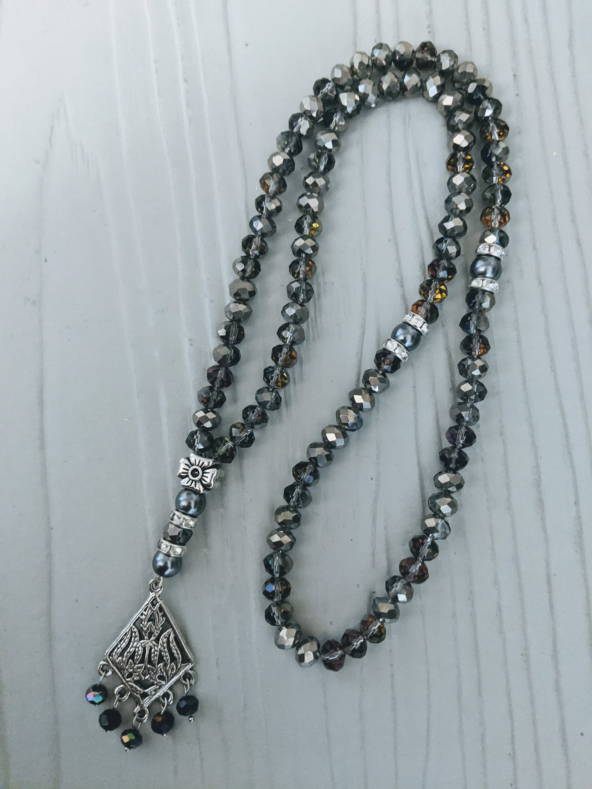 99 Silver Gray Crystal Tasbih - image 4