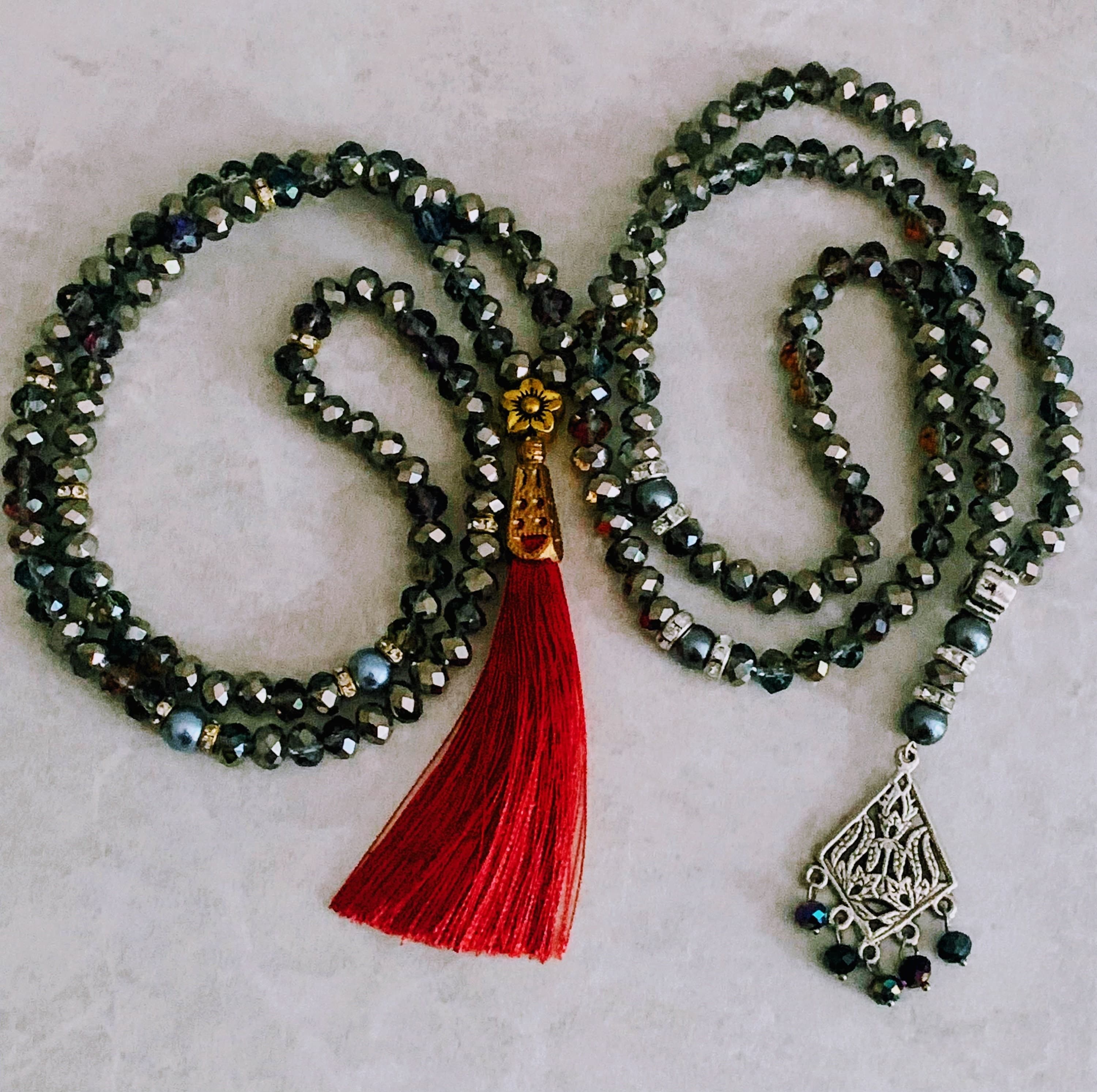 99 Silver Gray Crystal Tasbih