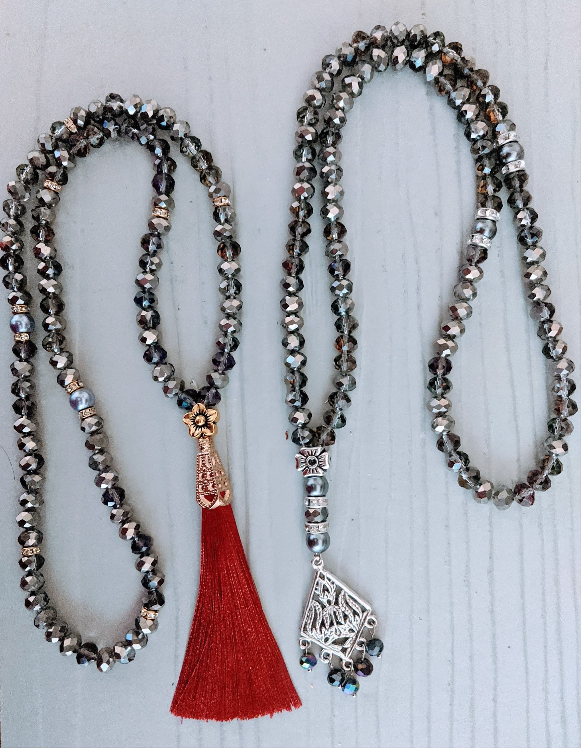 99 Silver Gray Crystal Tasbih - image 3