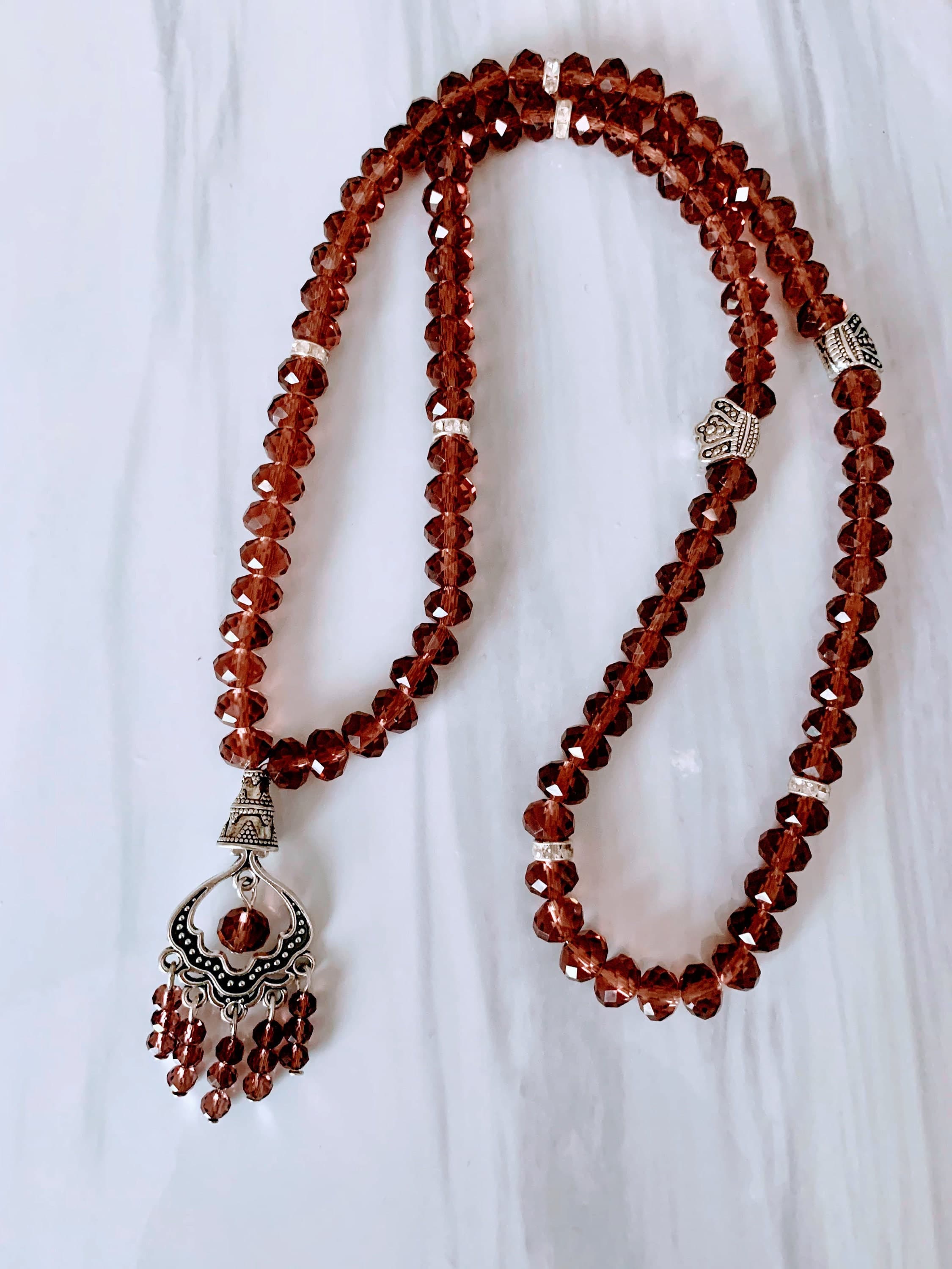 99 Burgundy Crystal Tasbih - image 3