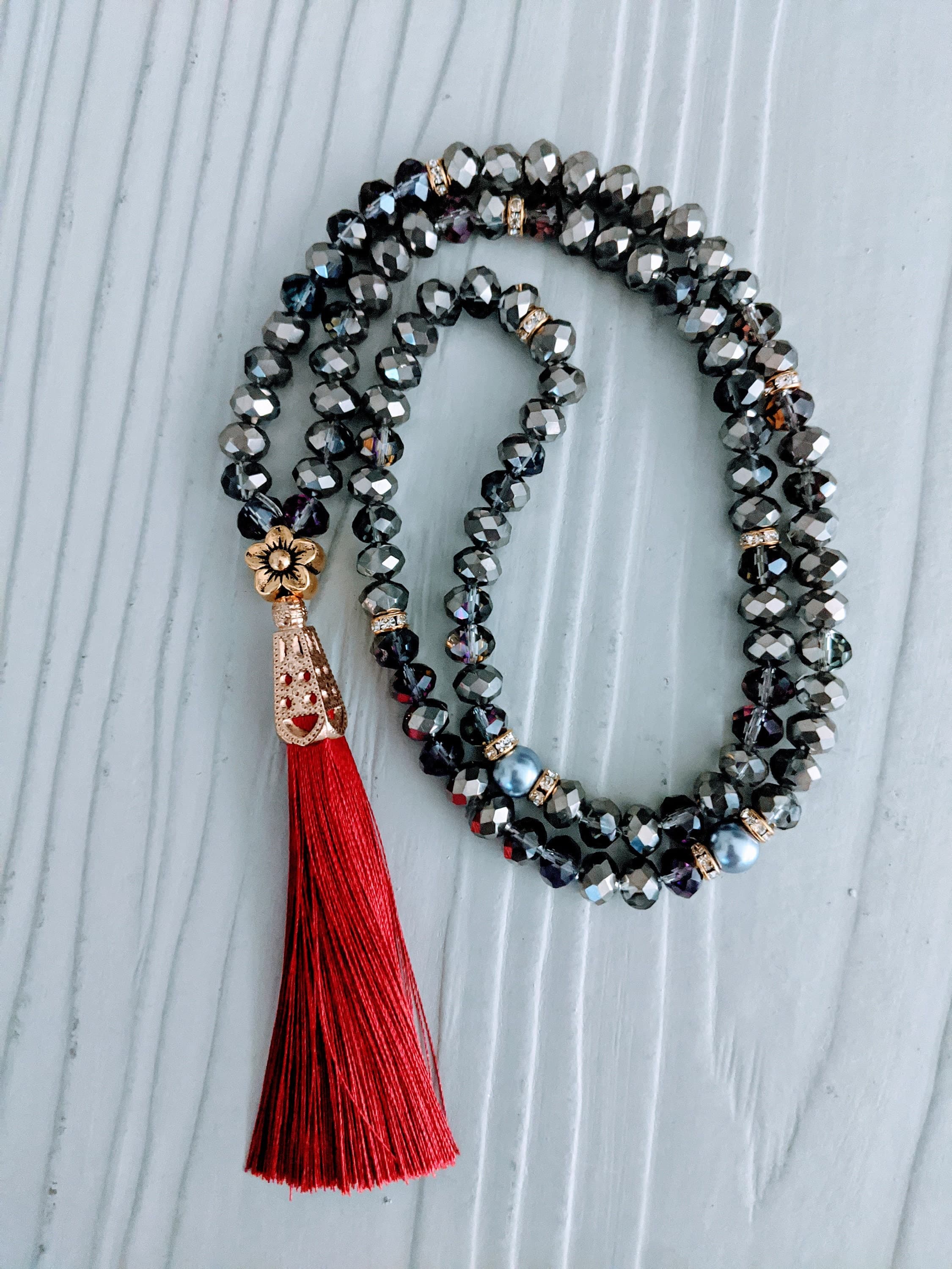 99 Silver Gray Crystal Tasbih - image 5