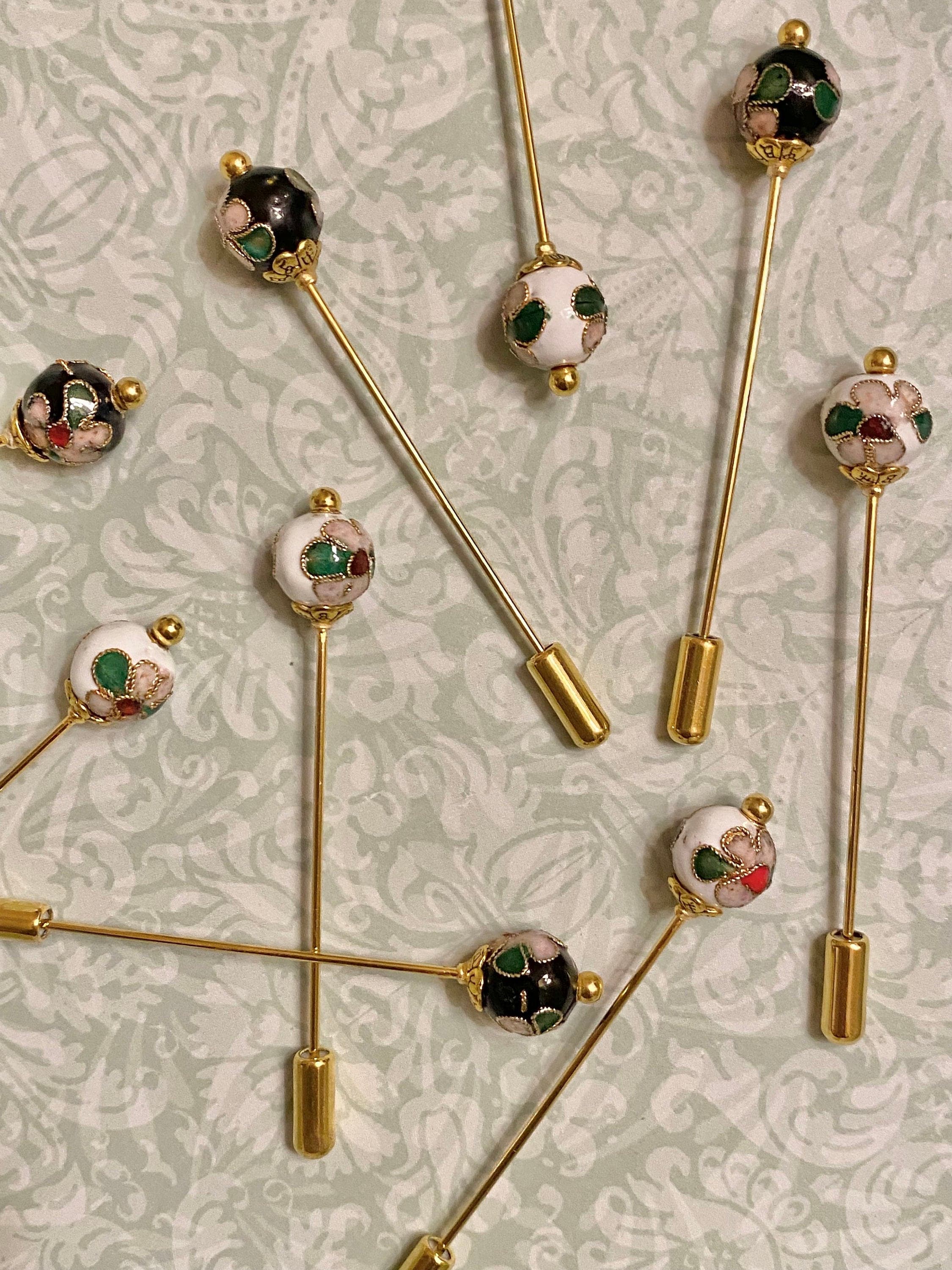 Rose painted enamel hijab pins 3 pieces