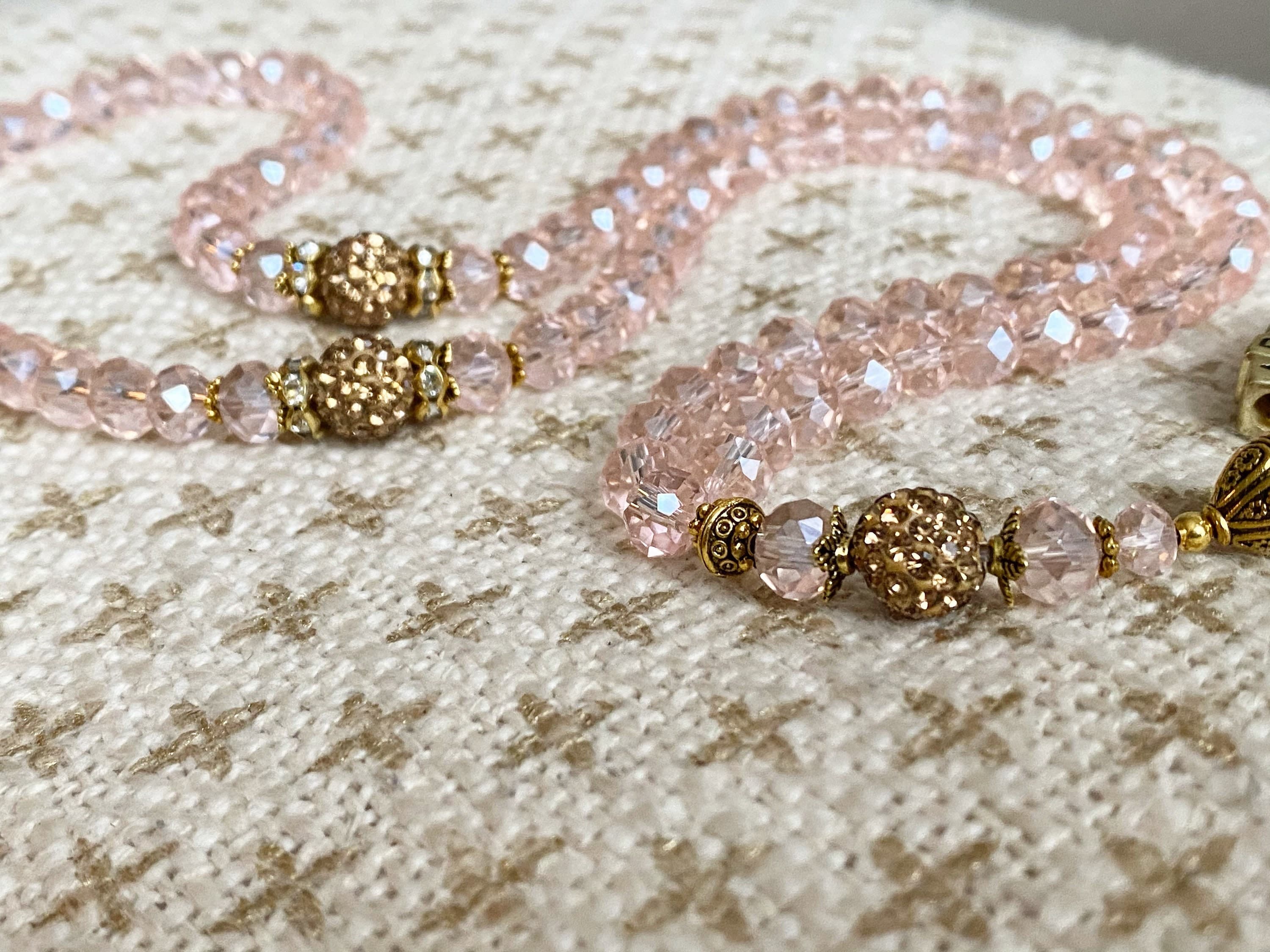 Black, clear or pink crystal personalised tasbihs, prayer beads. - image 5