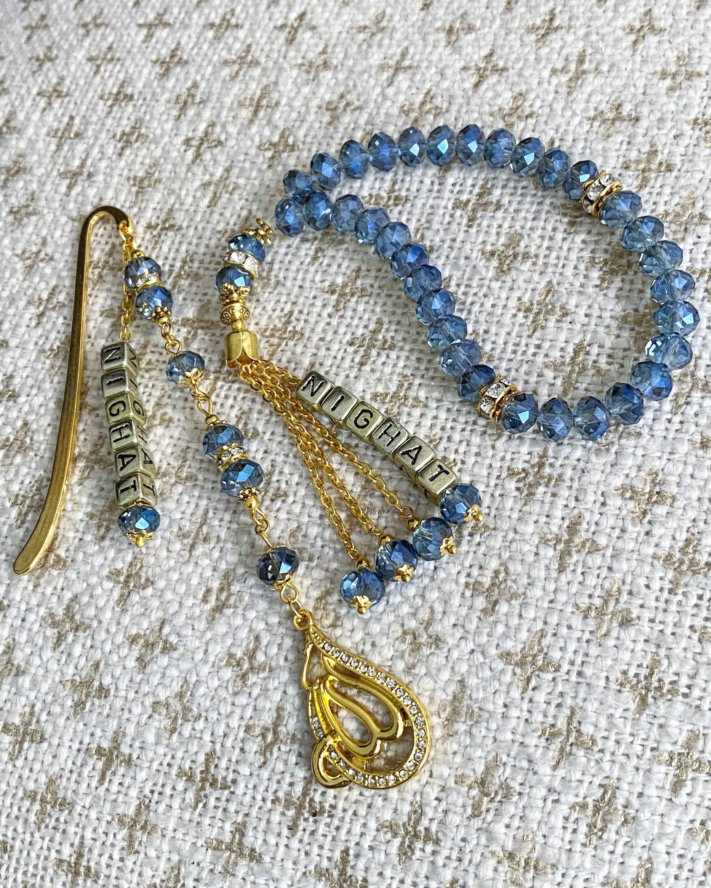Glass crystal tasbih with bookmark gift set - image 3