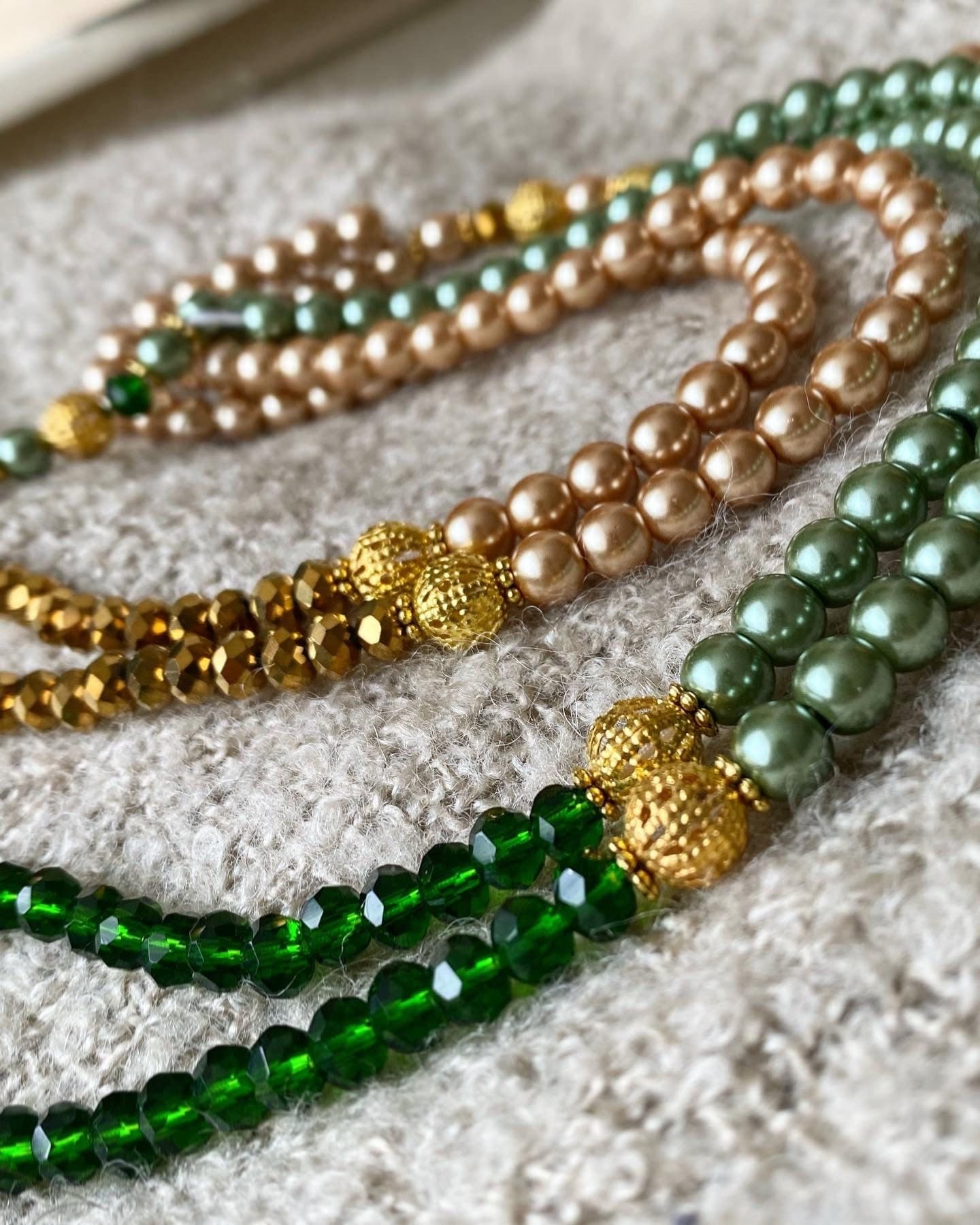 Glass Pearl and crystal tasbih, misbaha - image 5