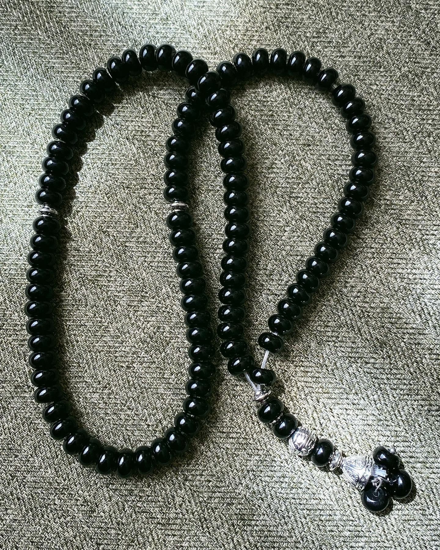 Black Aqeeq Agate stone tasbih