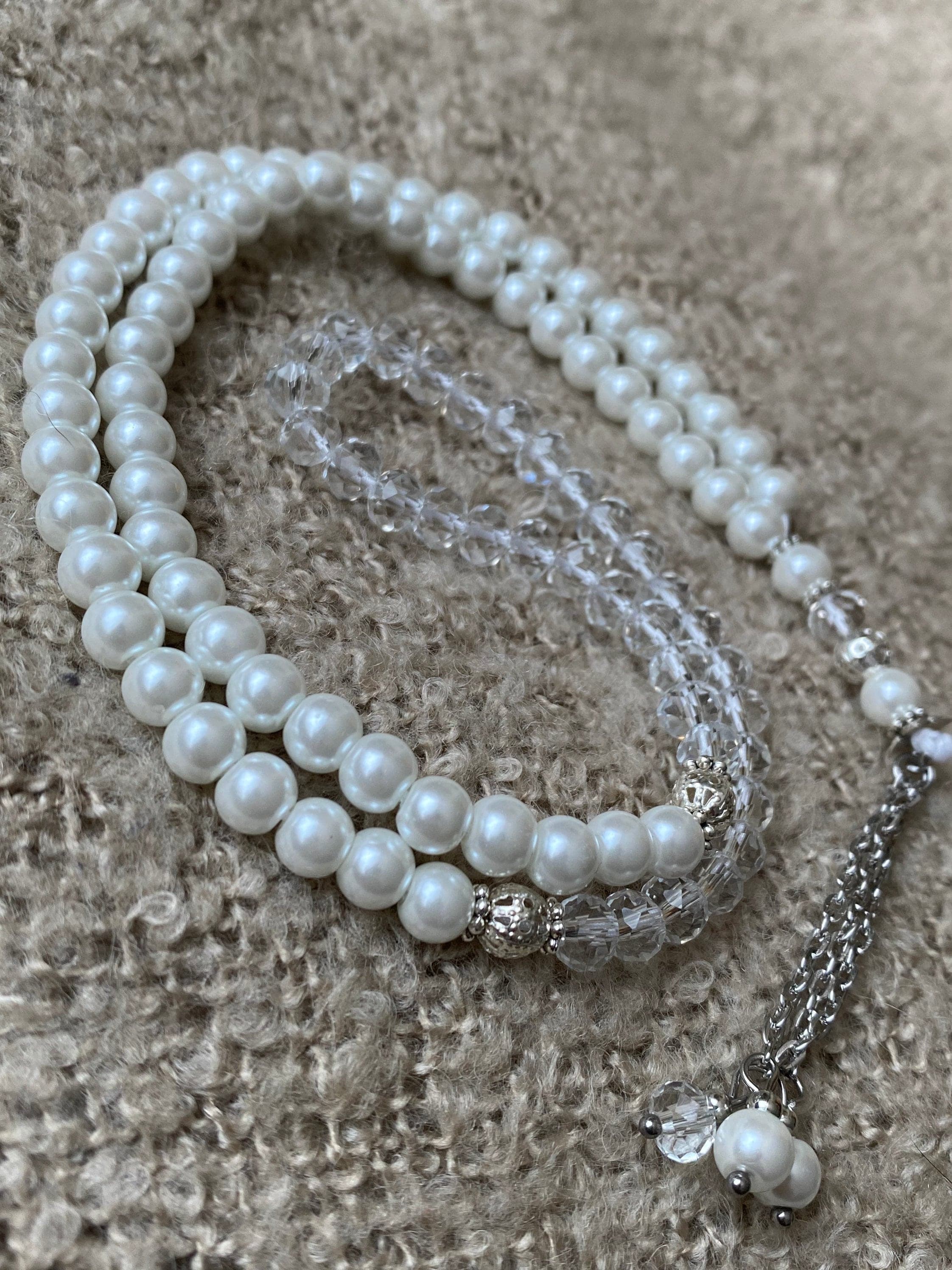 Glass Pearl and crystal tasbih, misbaha