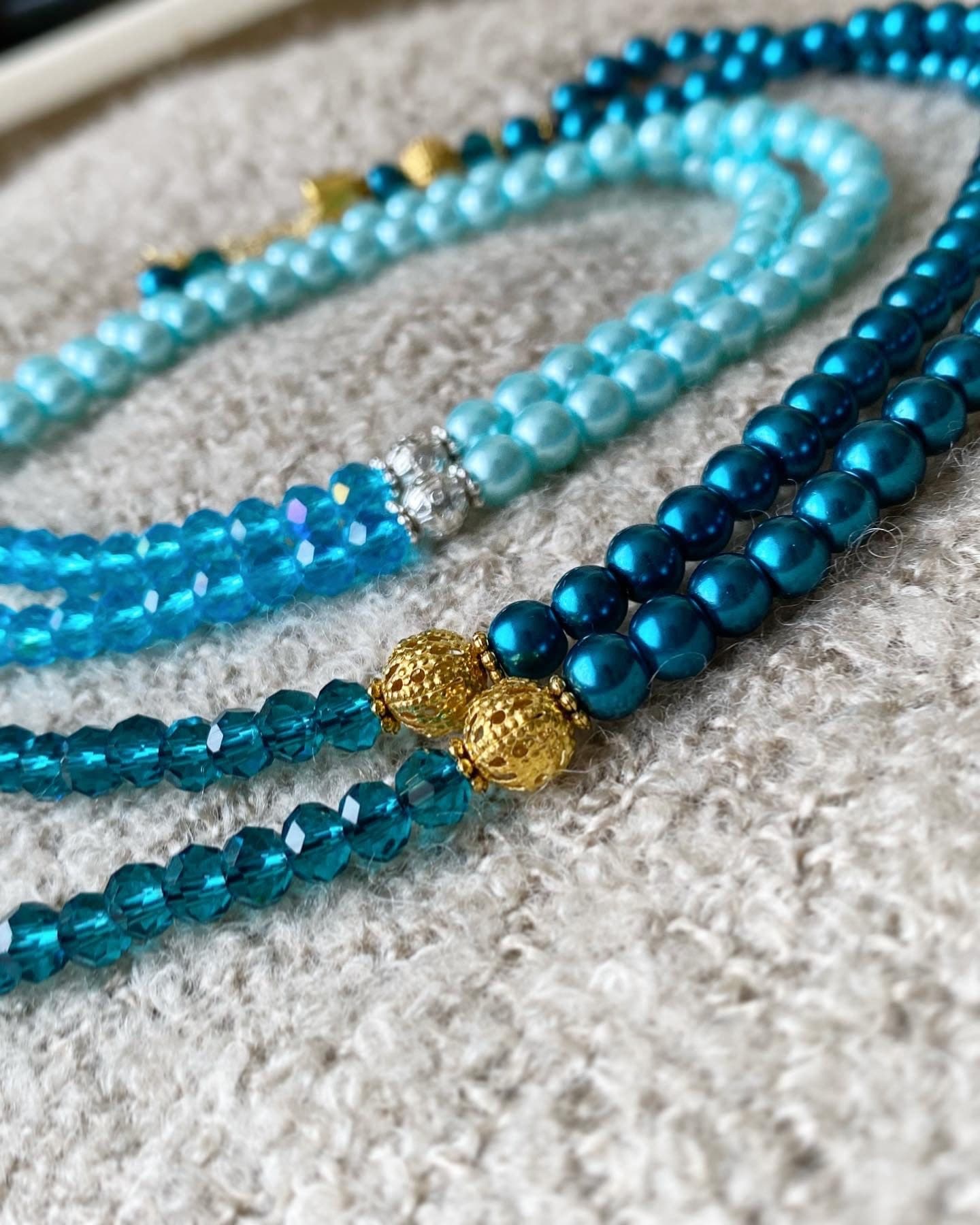 Glass Pearl and crystal tasbih, misbaha - image 3