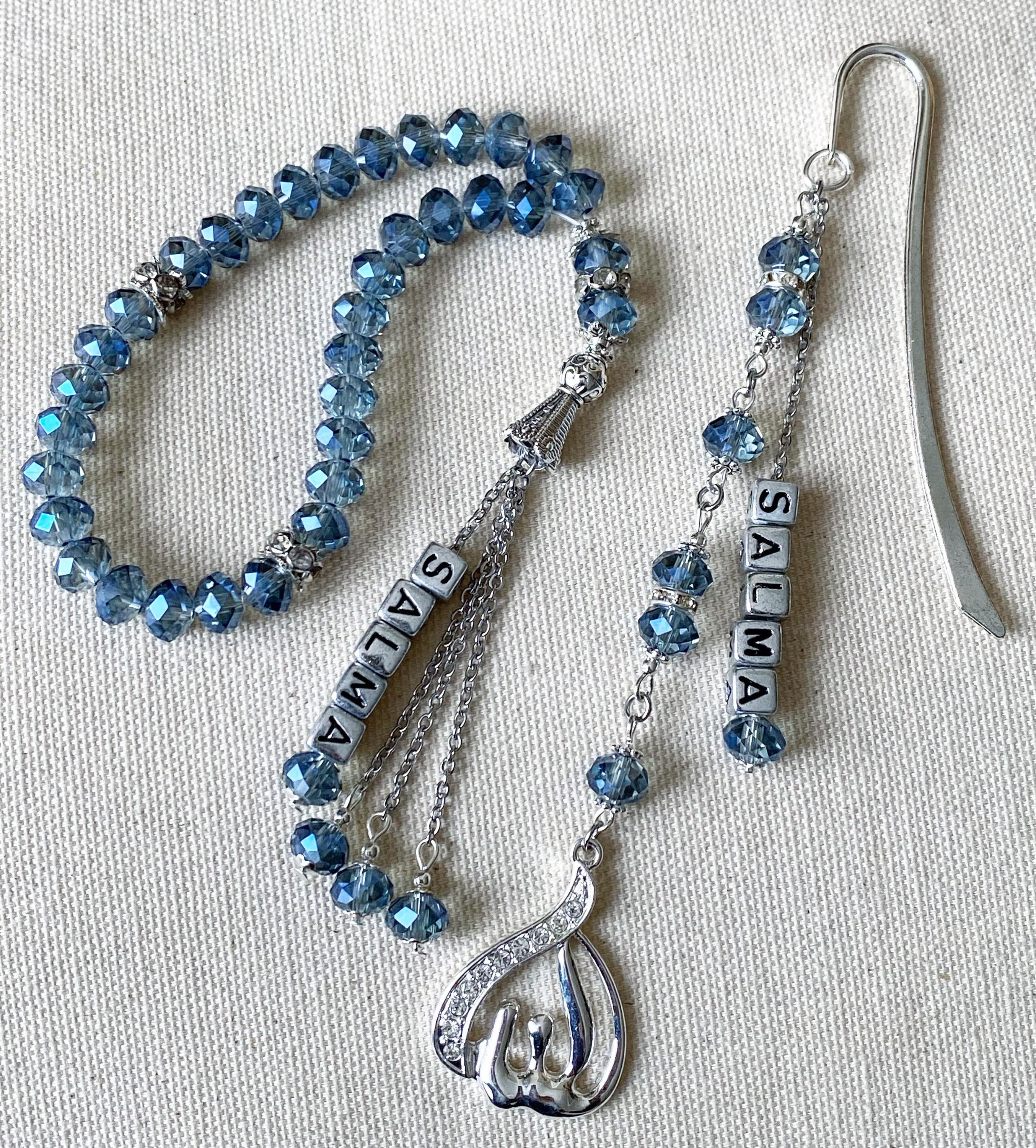 Glass crystal tasbih with bookmark gift set