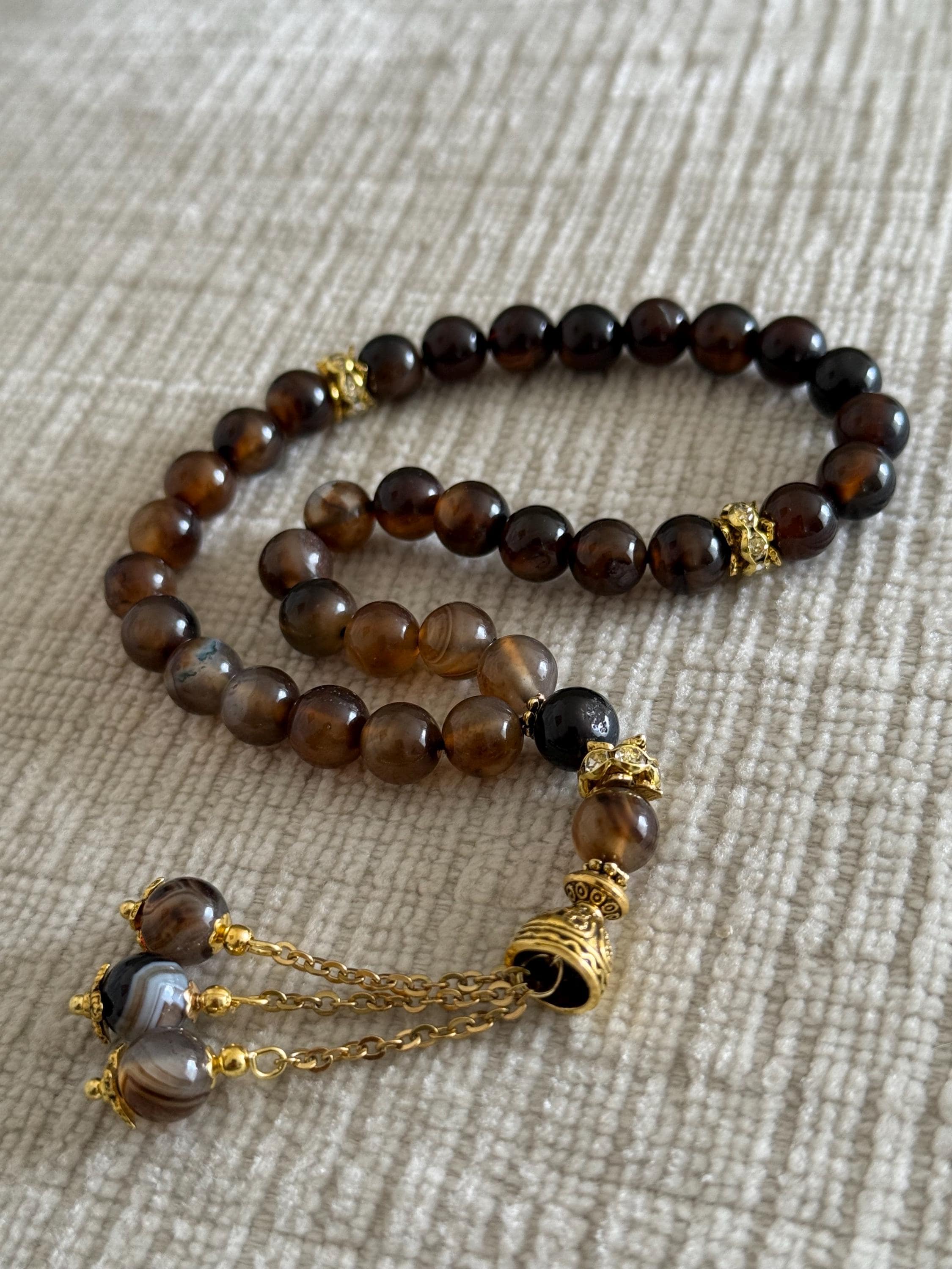 Brown agate tasbih