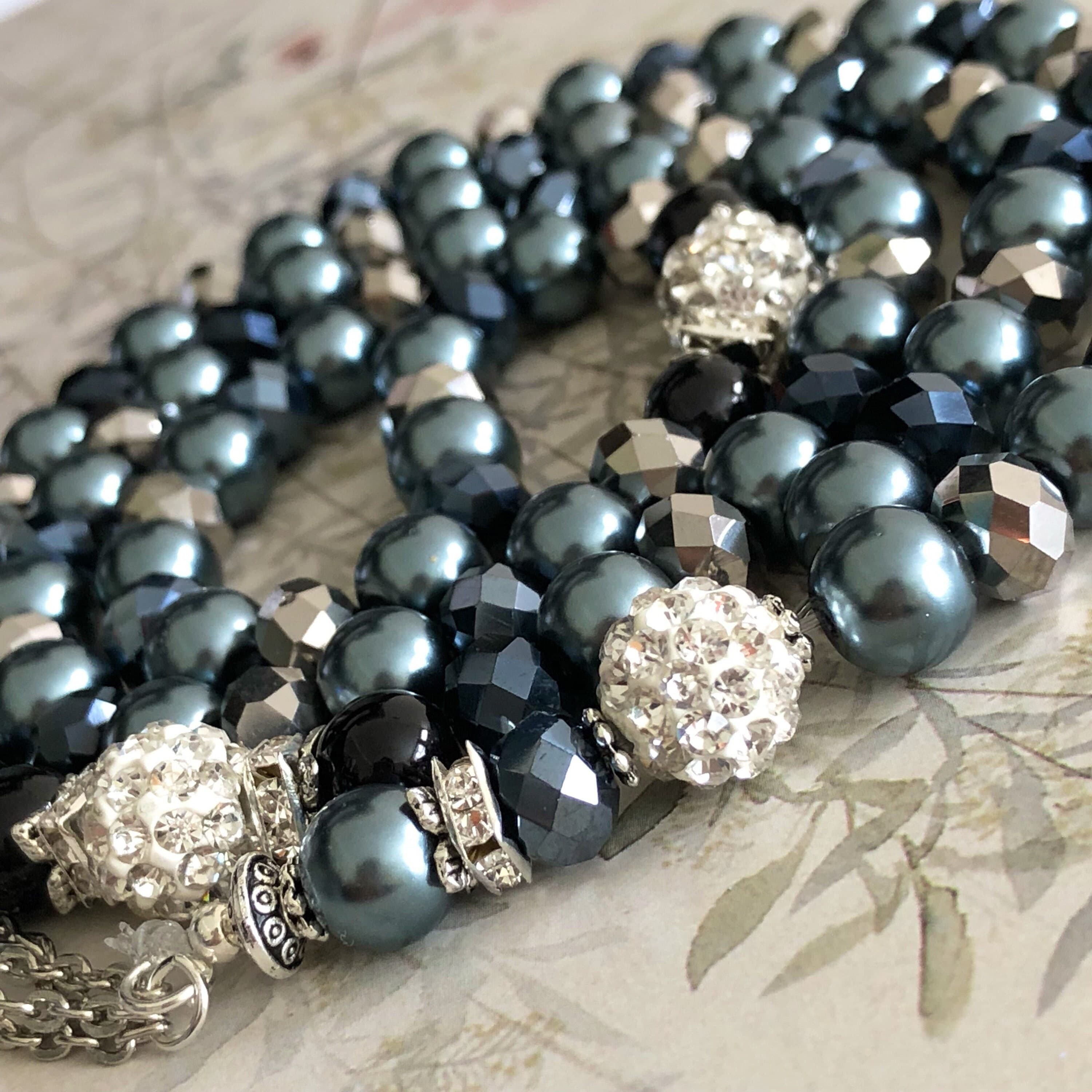 Glass Pearl & metallic crystal tasbih/prayerbeads