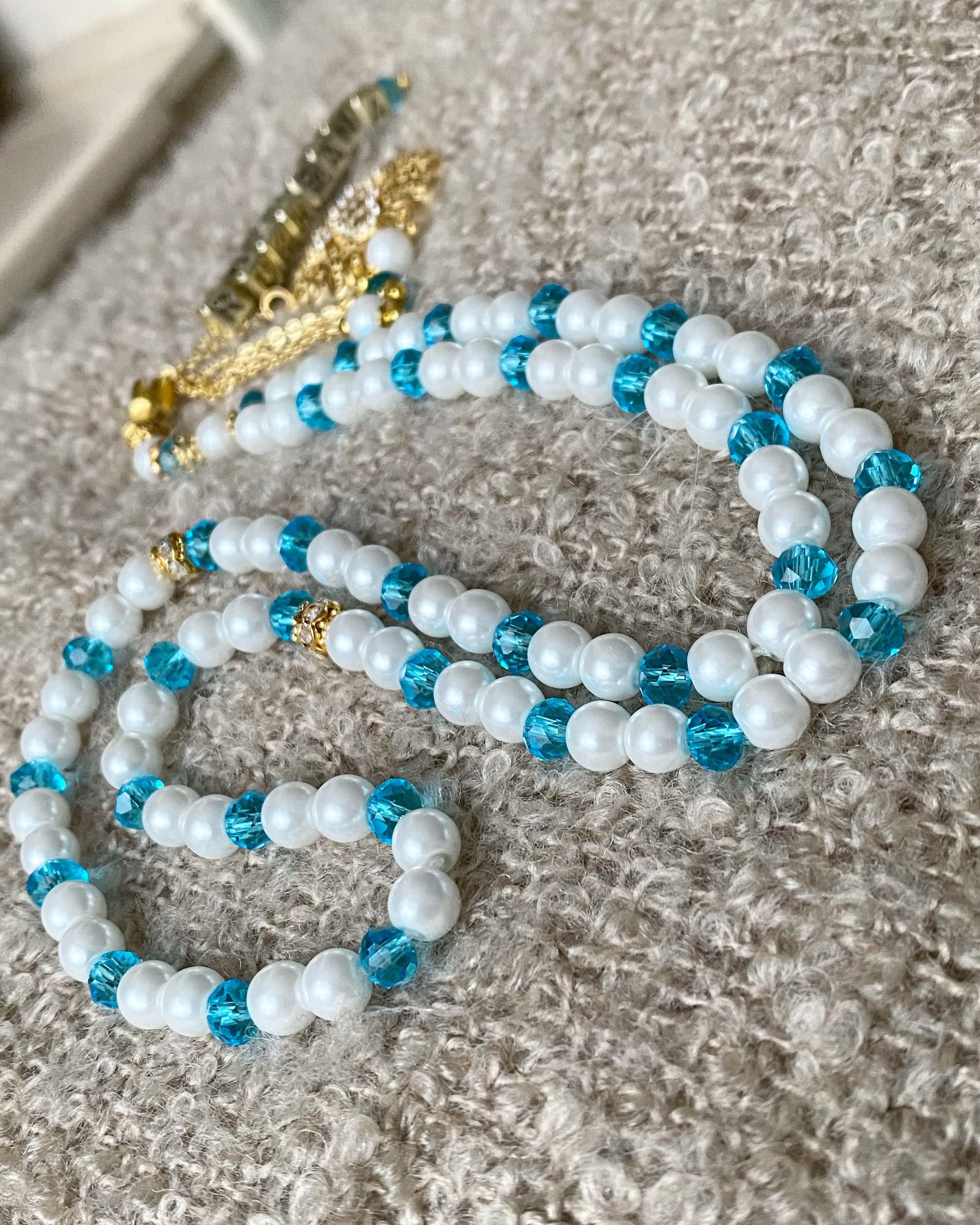 Pearl & crystal personalised tasbihs mibaha prayer beads - image 3