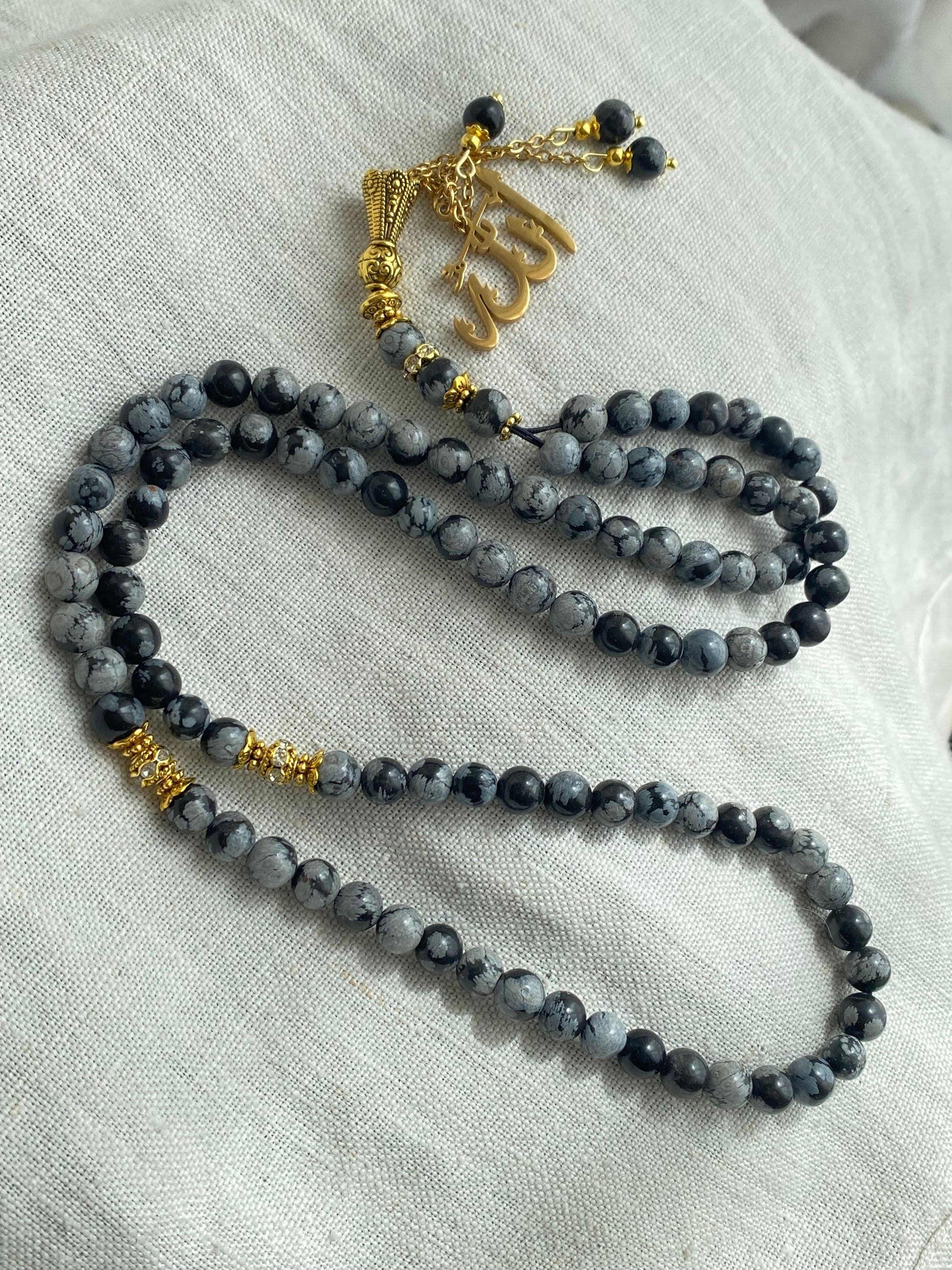 Snowflake Obsidian gemstone semi precious stone tasbih.