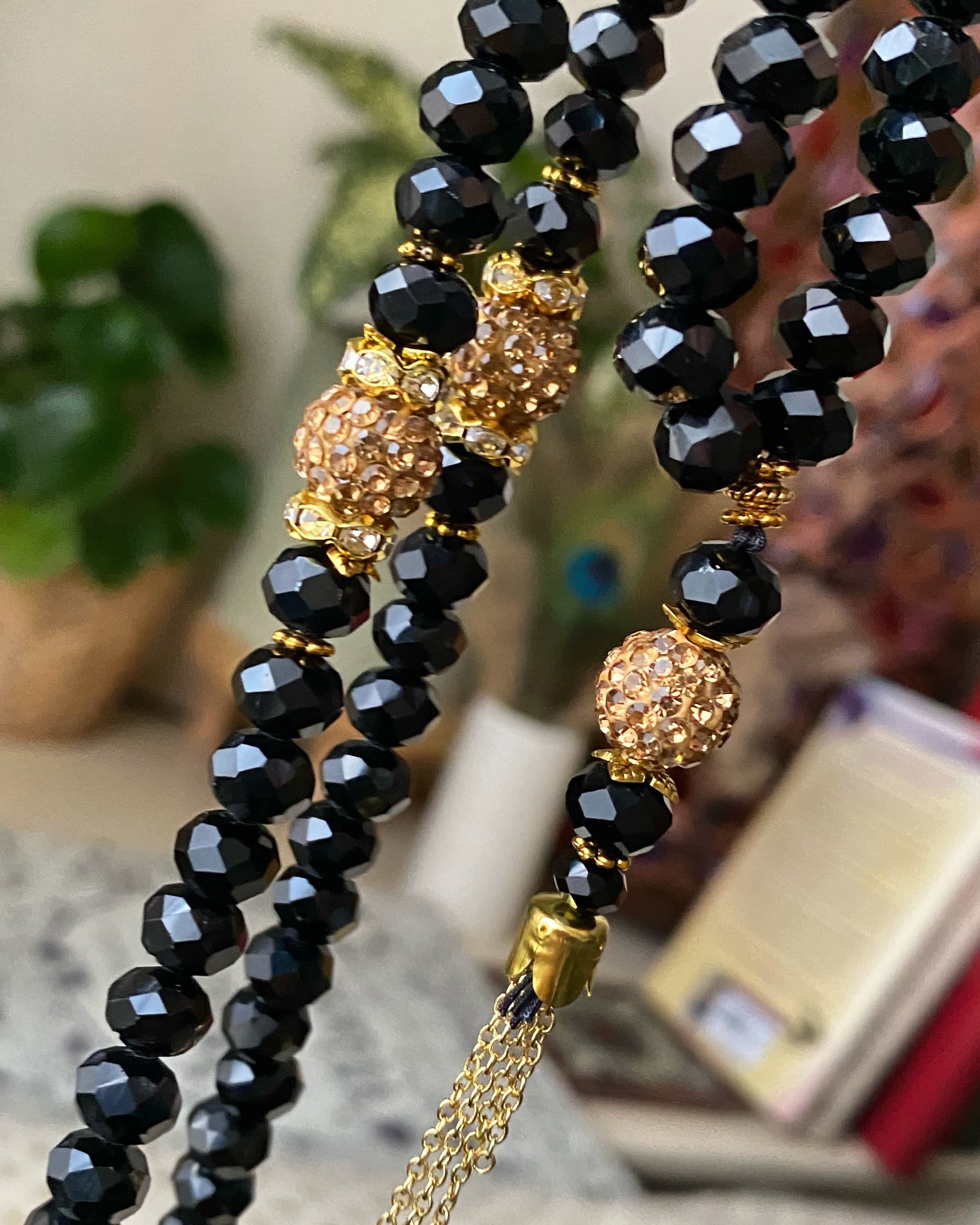 Black, clear or pink crystal personalised tasbihs, prayer beads. - image 4