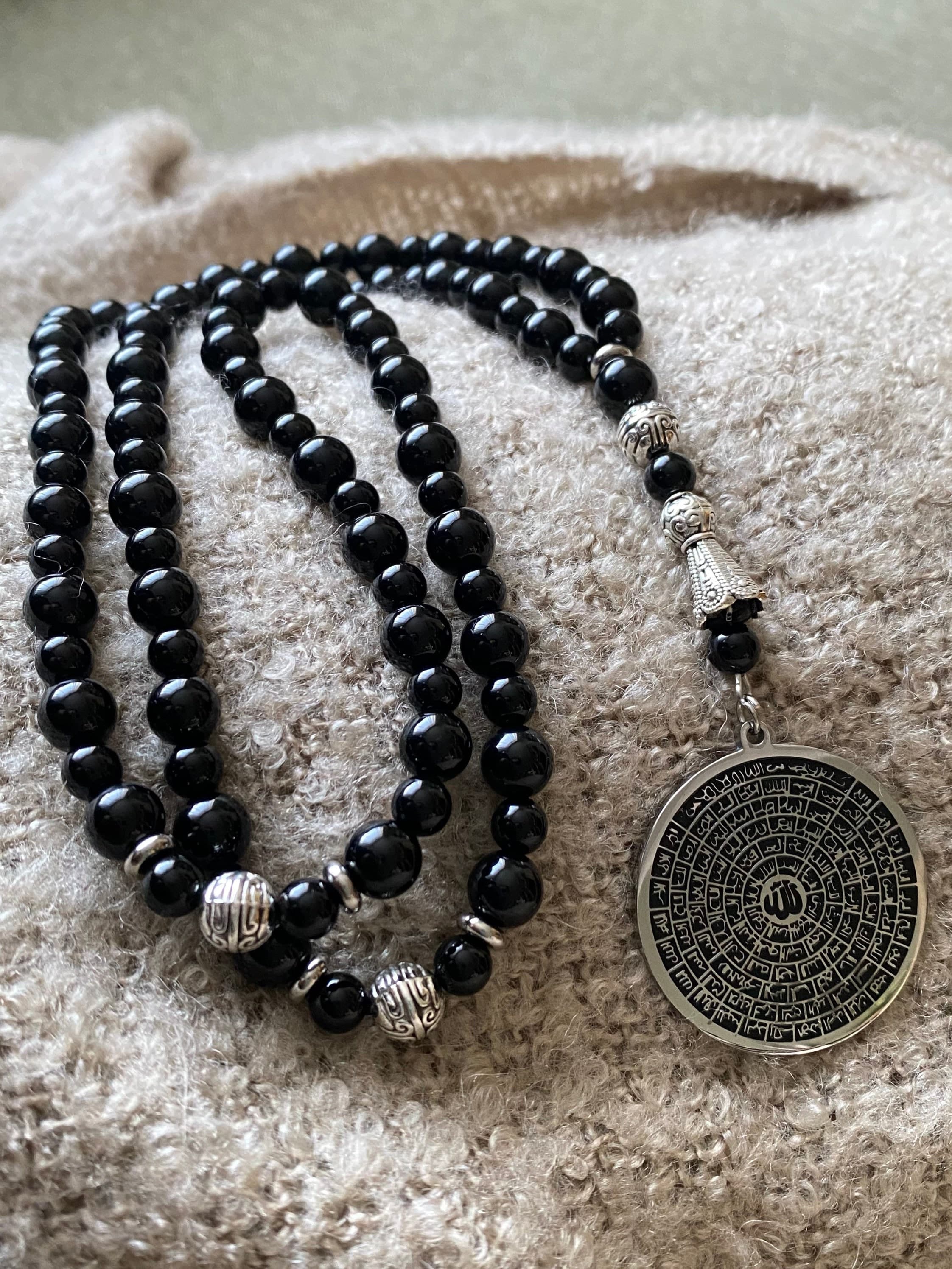 Black onyx gemstone necklace/tasbih Misbaha - image 4