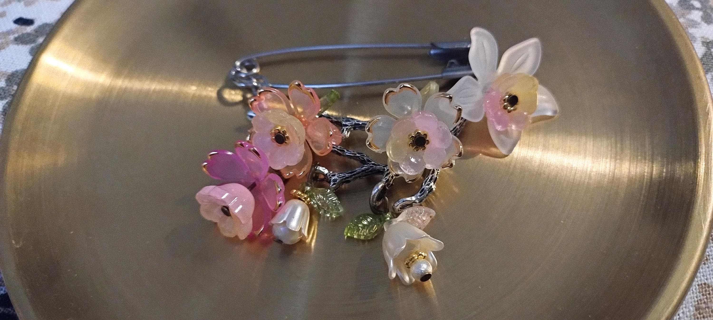 Spring Flower Dangle Brooch by Craftoholictamina - Gift For Her