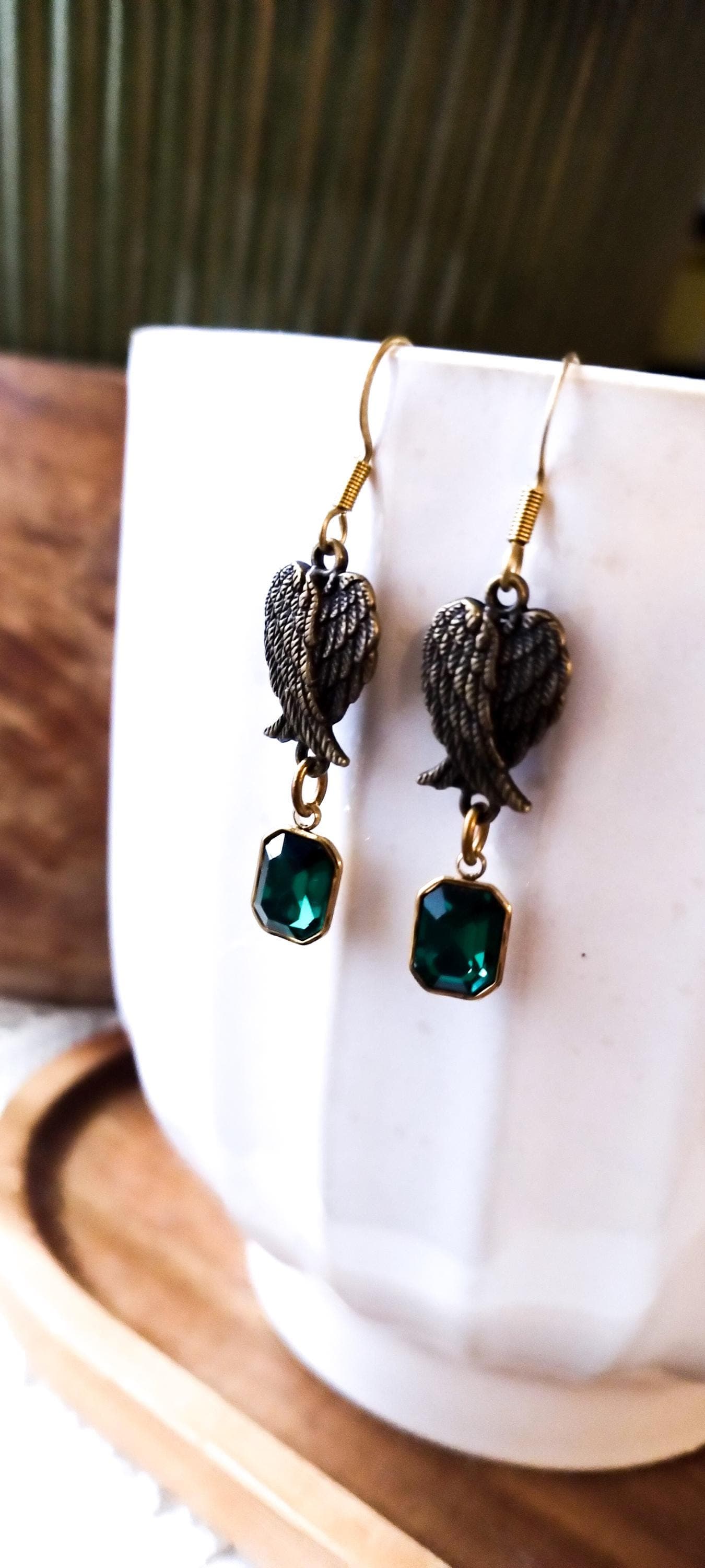 Art Deco/Art Nouveau Inspired Angel Wings Drop Dangle Earrings - Gift For Her