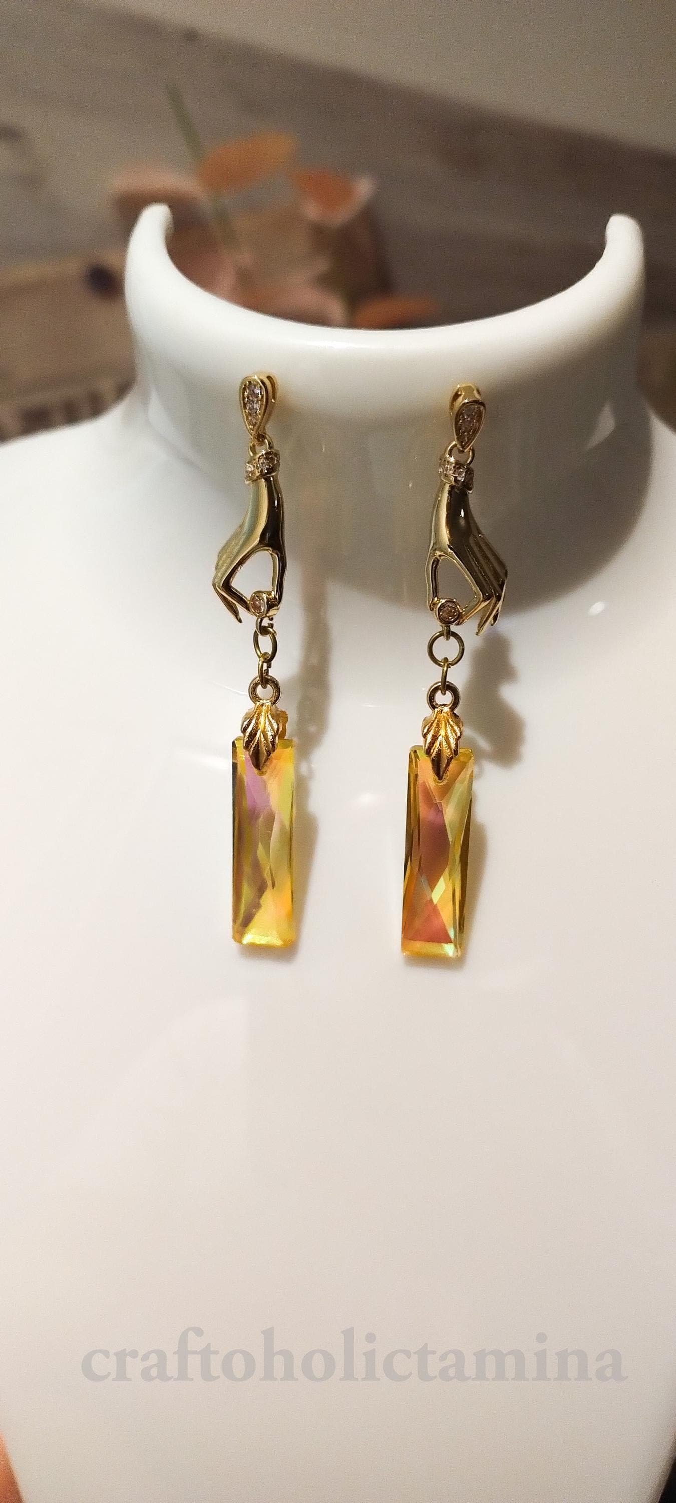 Art Deco Inspired Dangle Drop Earrings - Gift For Her