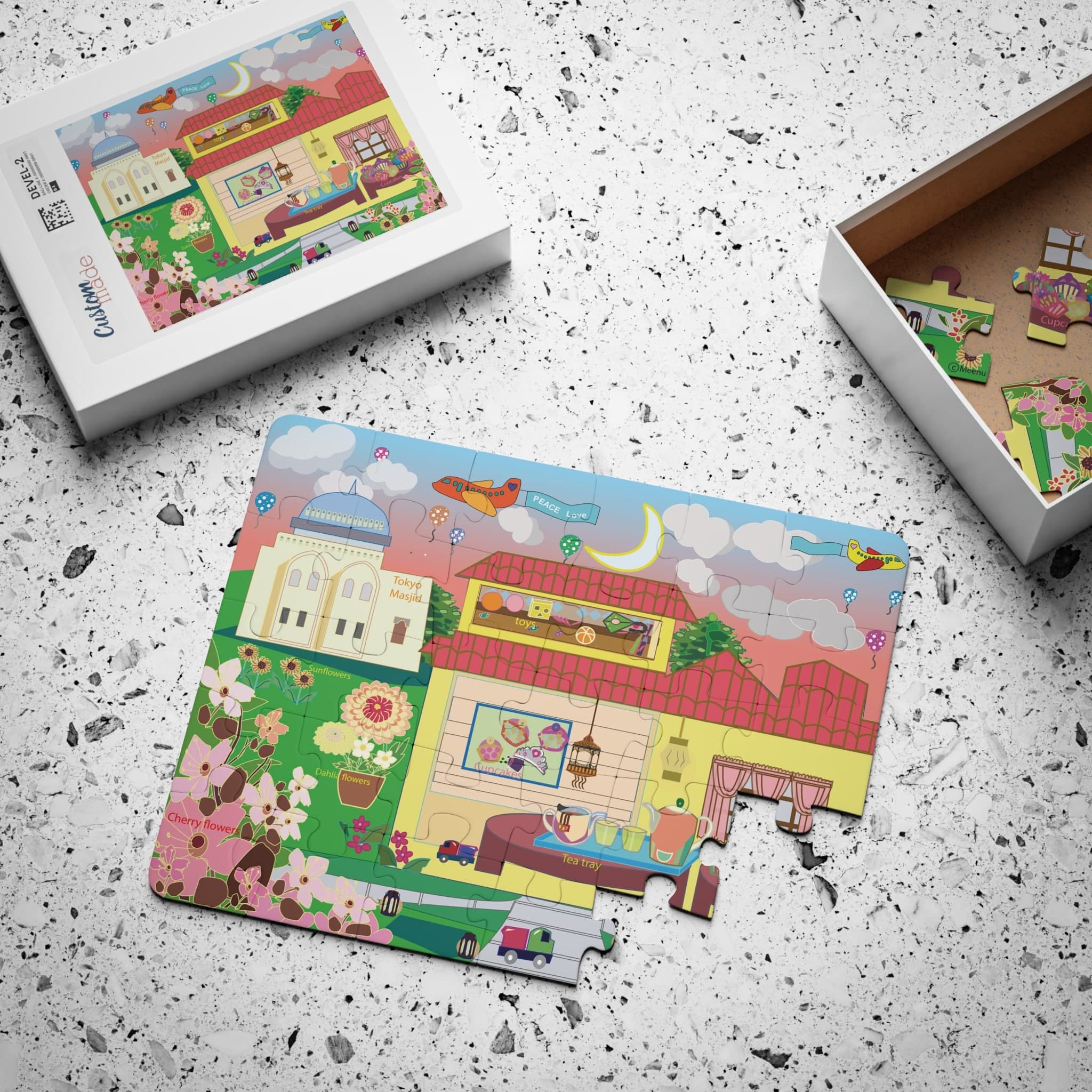 Tokyo Masjid Neighborhood Feast puzzle ramdan Eid gift Eid mubarak Islamic puzzle kids activity japan Masjid Potluck Jigsaw Puzzle - image 4